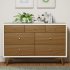 Palma 7 Drawer Double Dresser - Warm White / Natural Walnut