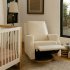 Crewe Recliner and Swivel Glider Ivory Boucle with Light Wood base