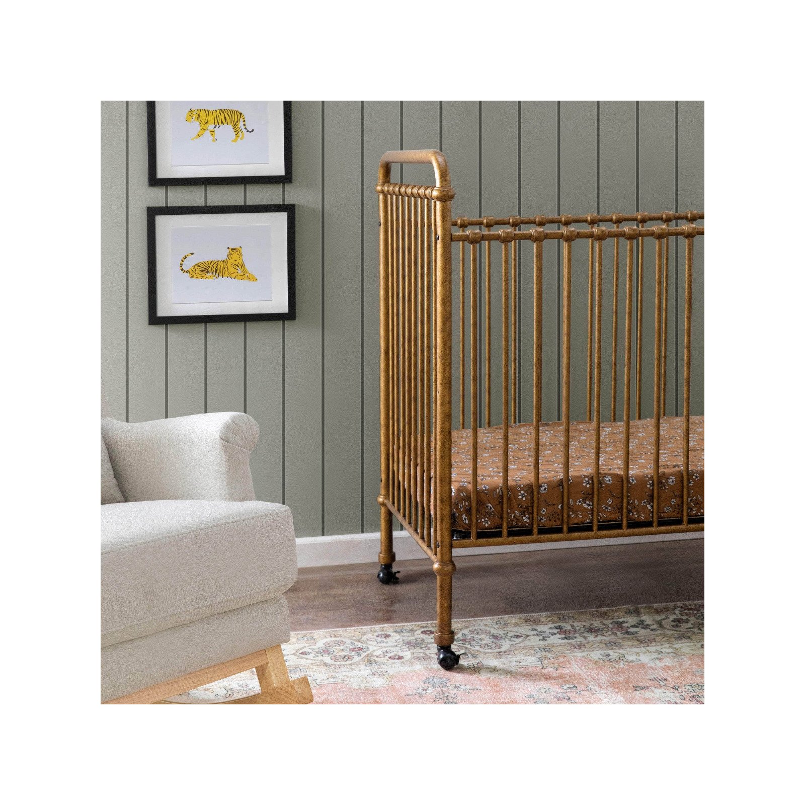 Abigail 3-in-1 Convertible Mini Crib Vintage Gold