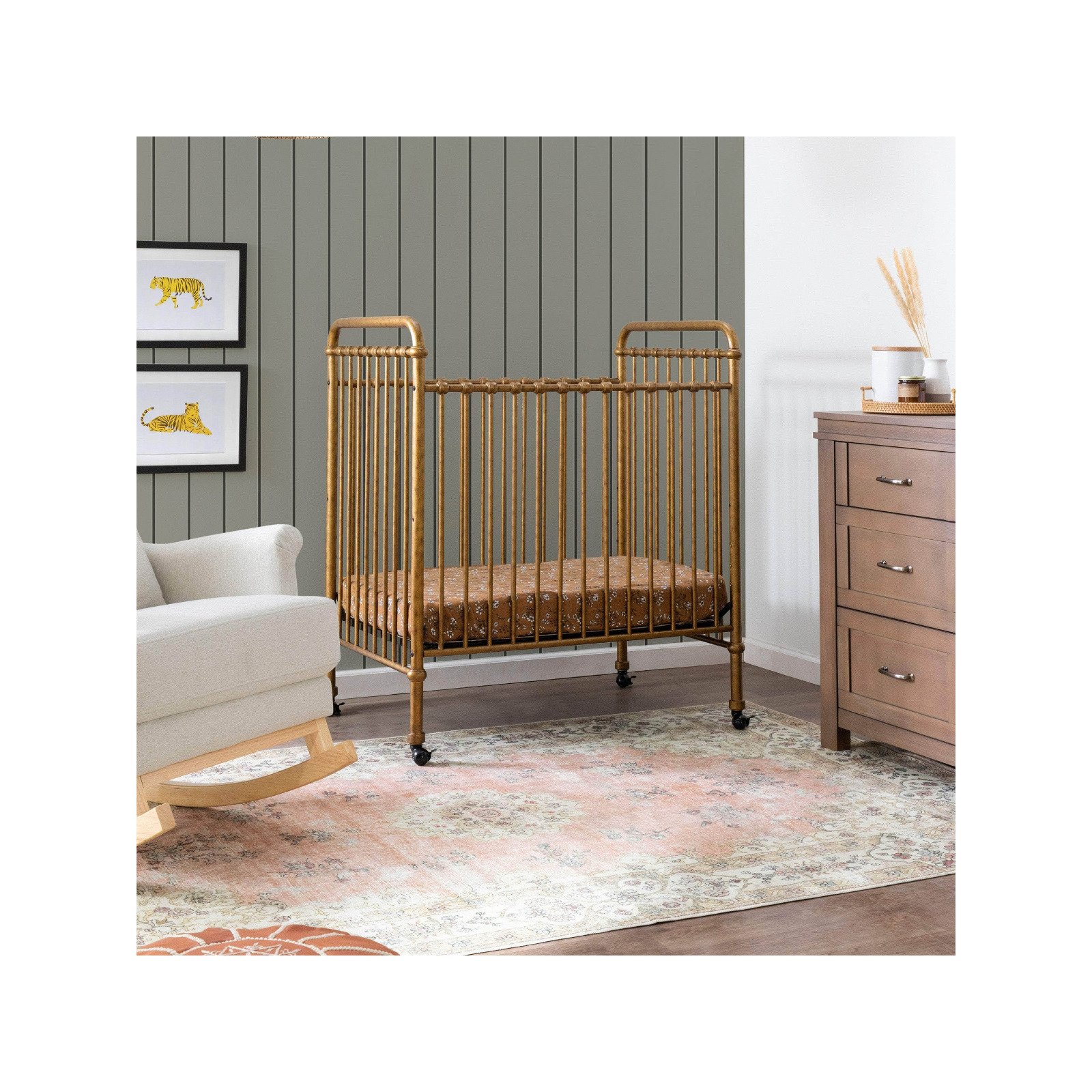 Abigail 3-in-1 Convertible Mini Crib Vintage Gold