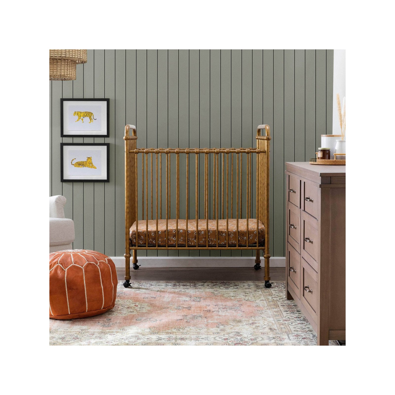 Abigail 3-in-1 Convertible Mini Crib Vintage Gold