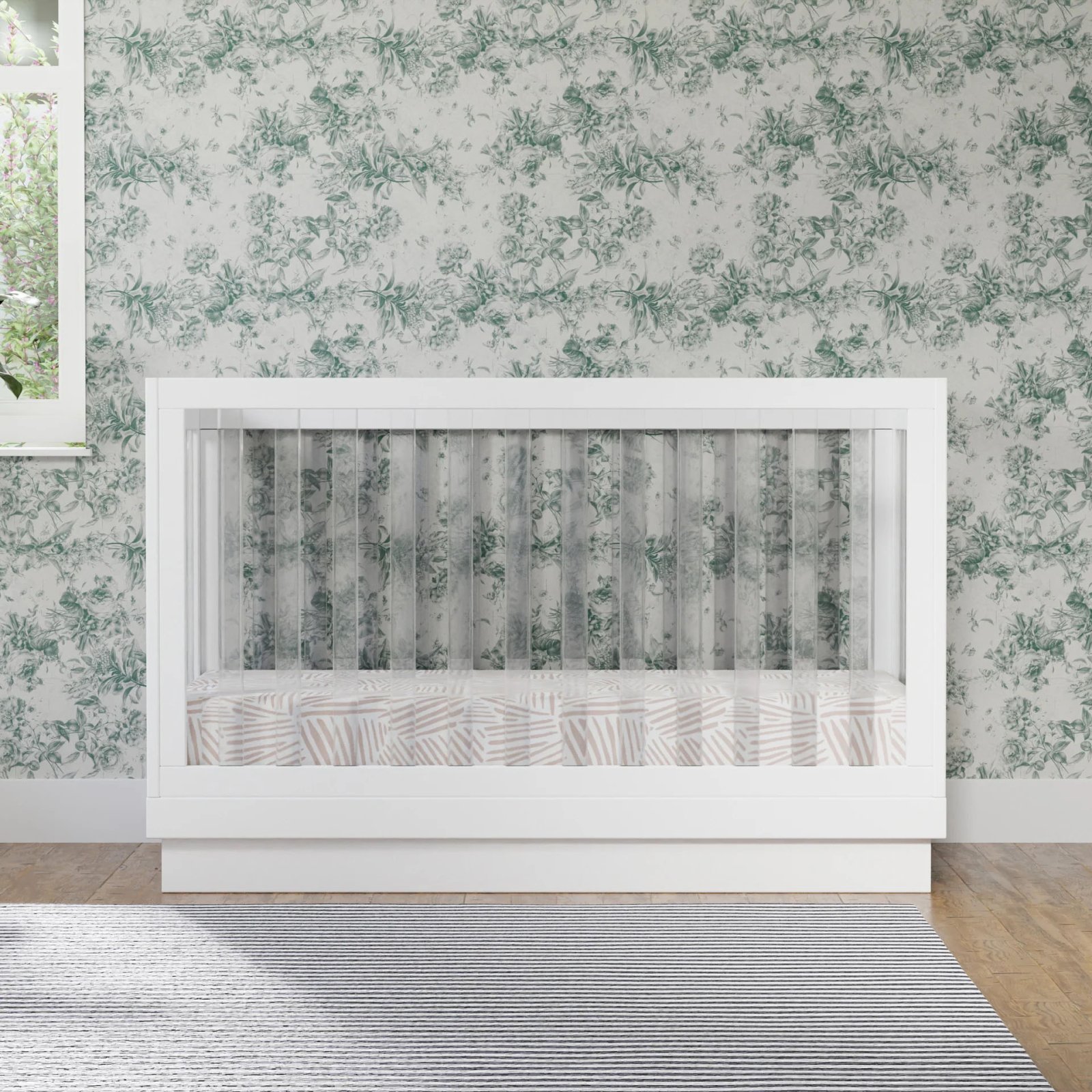 Harlow Acrylic 3 In 1 Crib With Toddler Rail