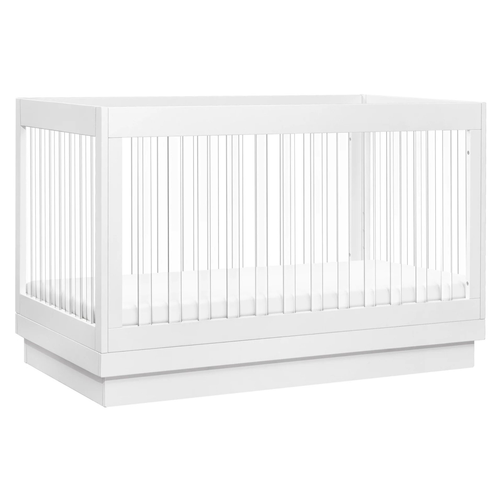 Harlow Acrylic 3 In 1 Crib With Toddler Rail - White
