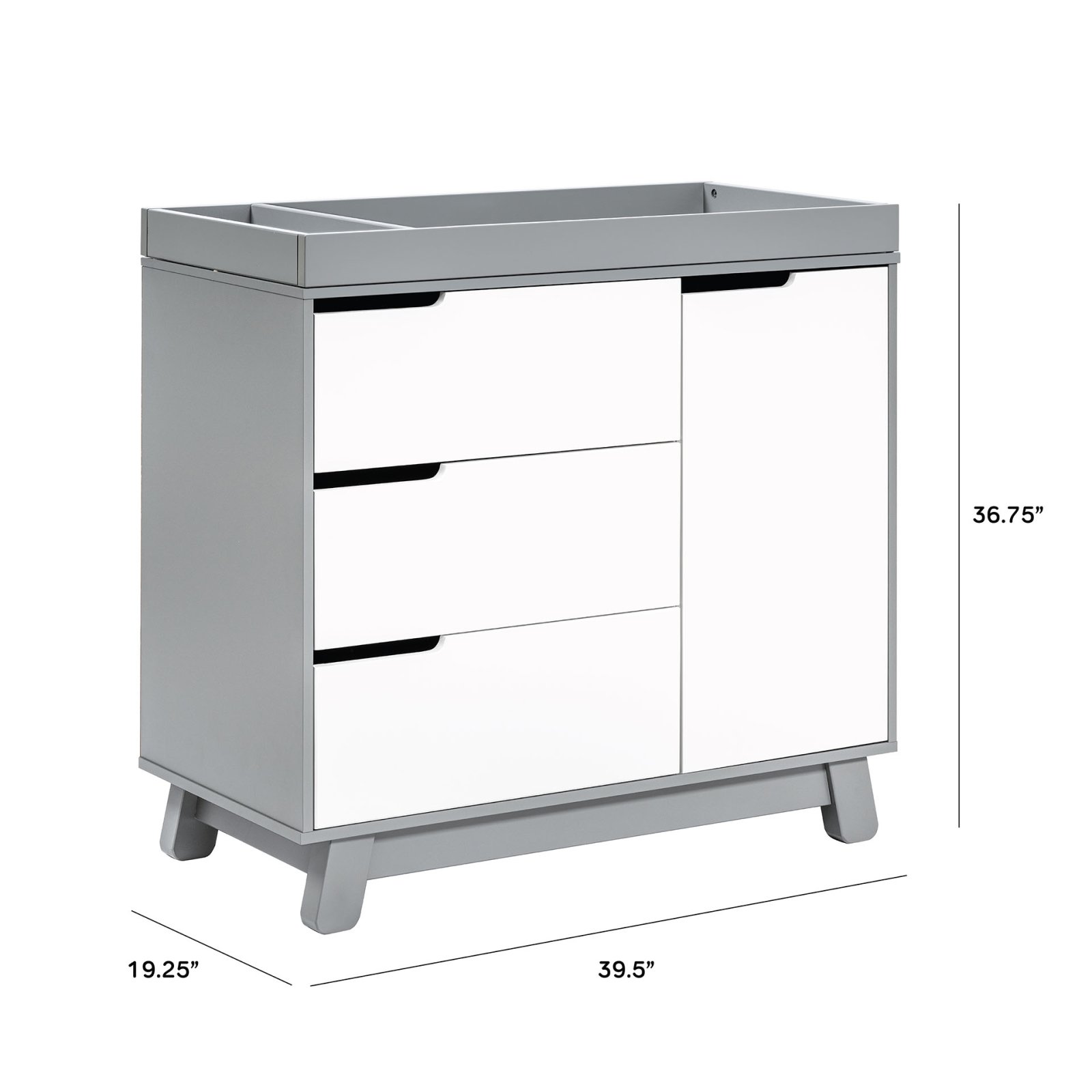 Hudson 3 Drawer Changer Dresser - Grey / White