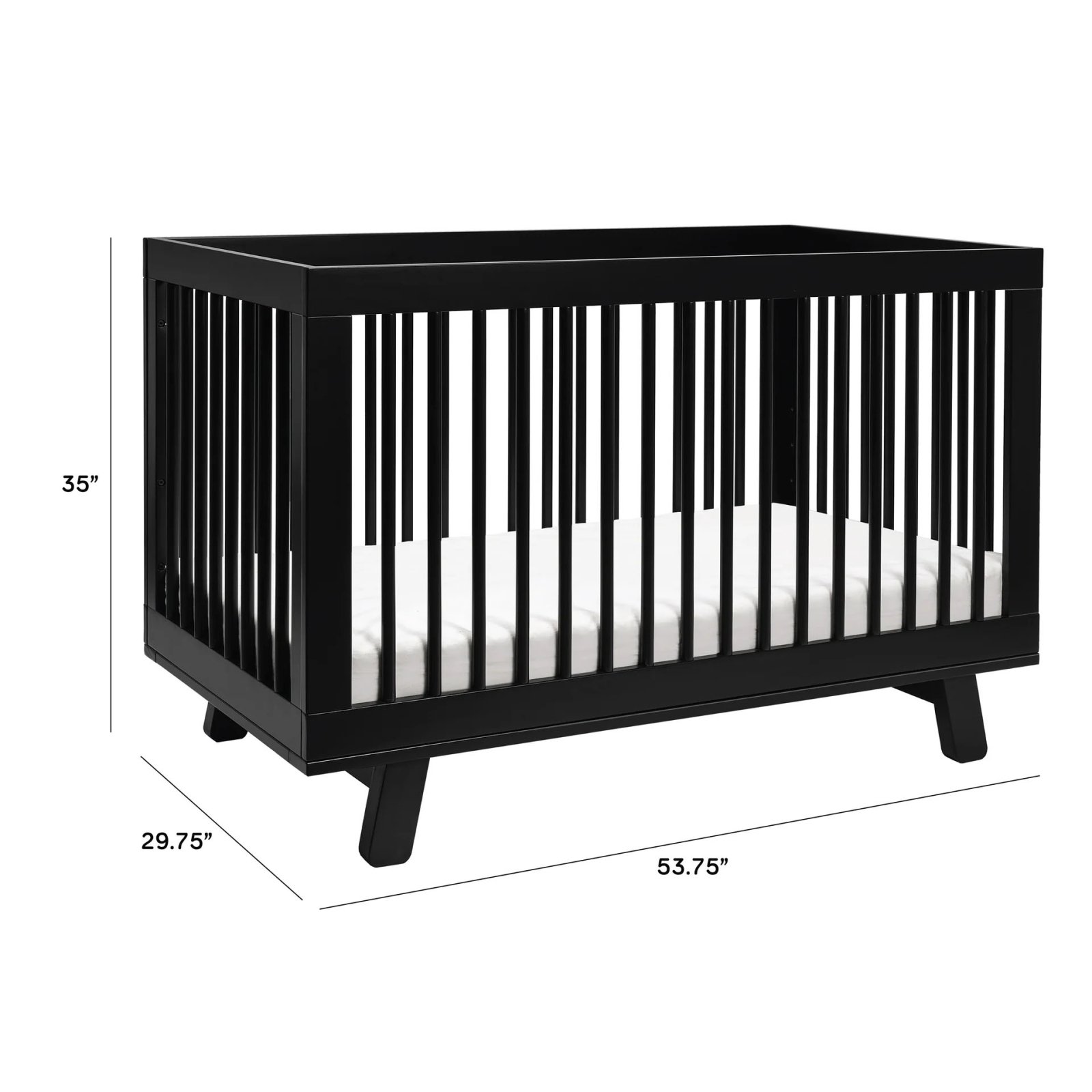 Hudson 3 In 1 Crib With Toddler Rail - Black