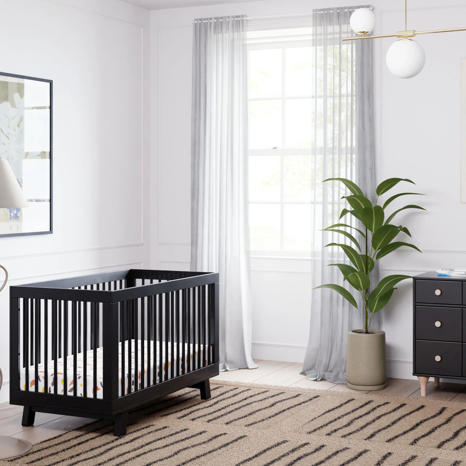 Hudson 3 In 1 Crib With Toddler Rail - Black