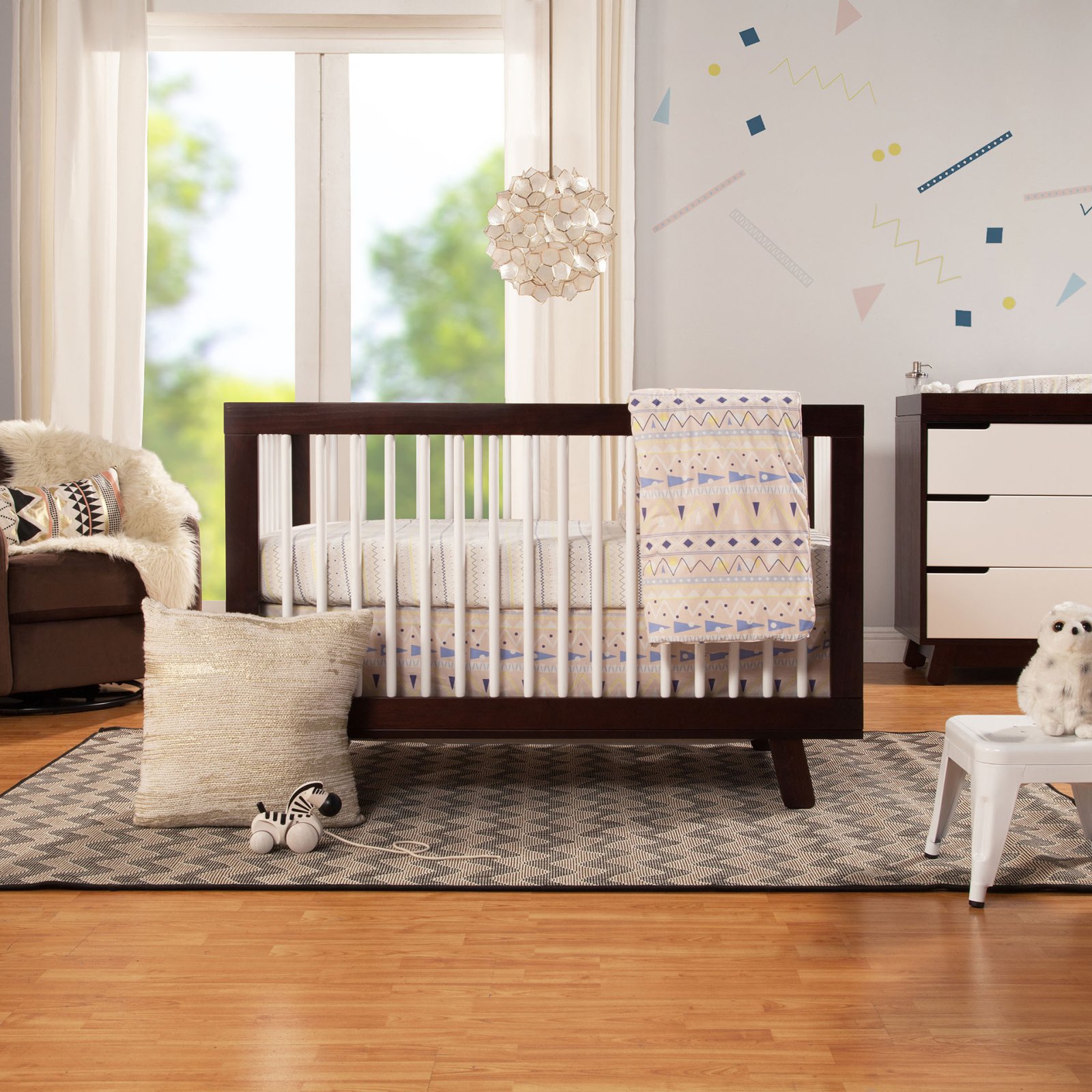 Hudson 3 In 1 Crib With Toddler Rail - Espresso / White