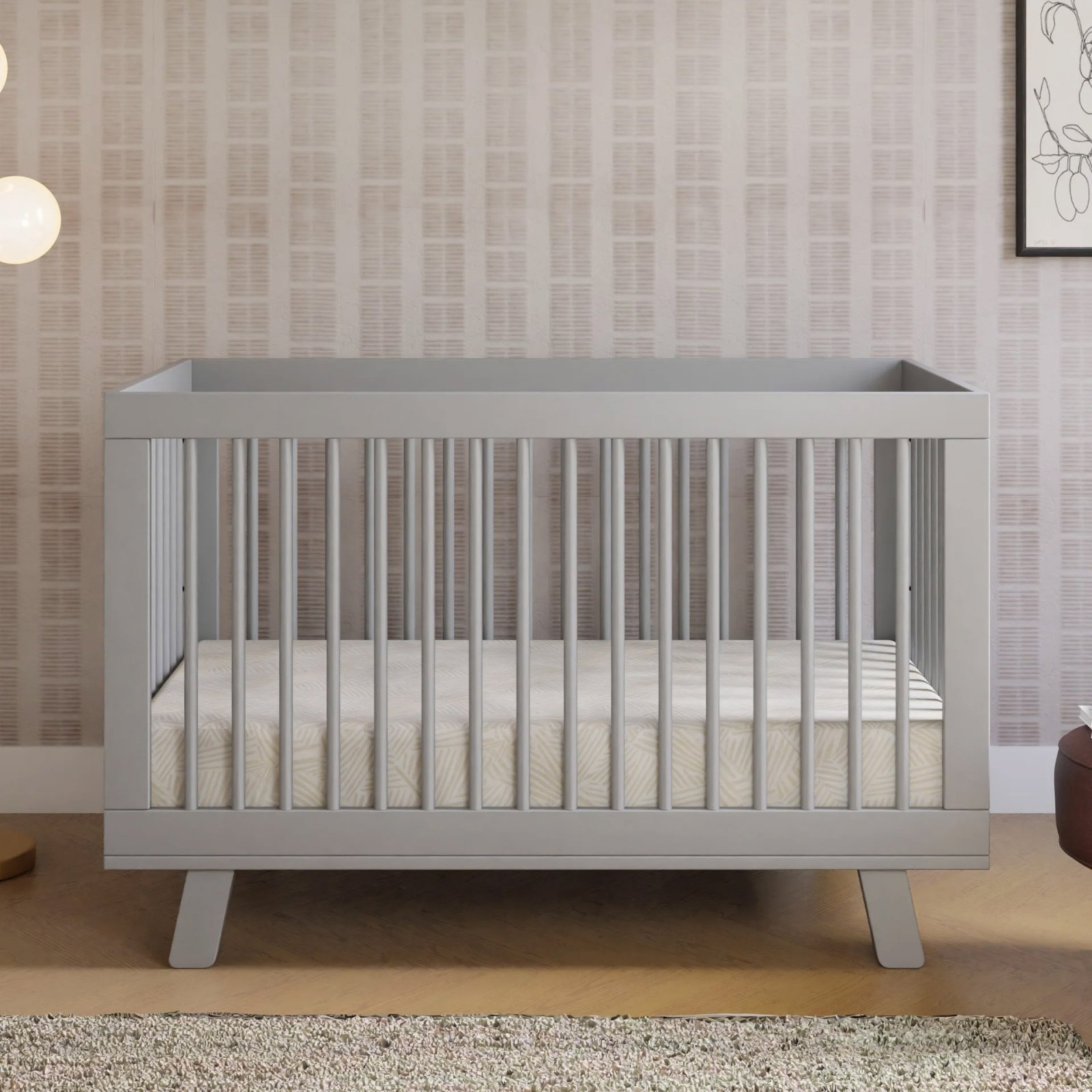Hudson 3 In 1 Crib With Toddler Rail - Grey