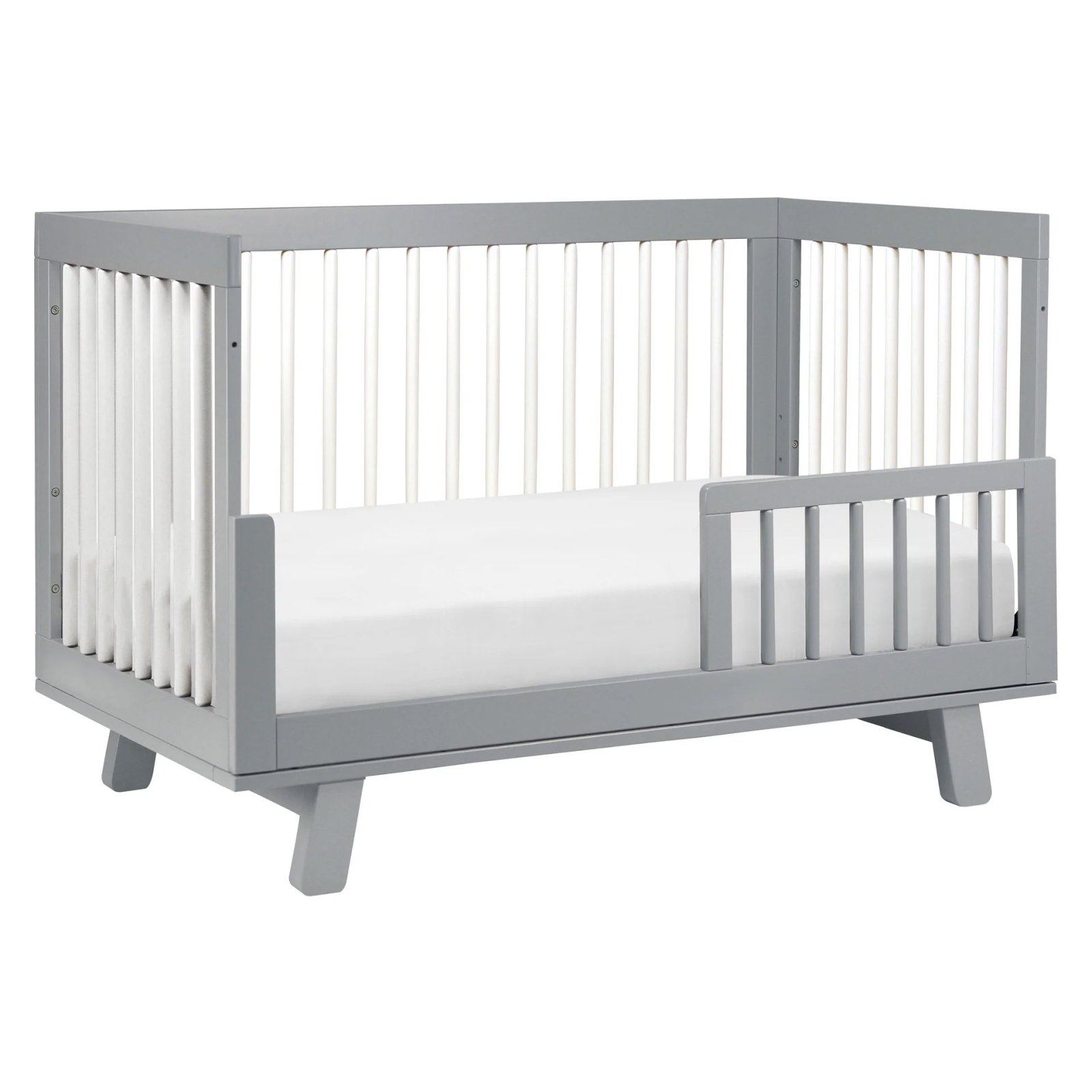 Hudson 3 In 1 Crib With Toddler Rail - Grey White