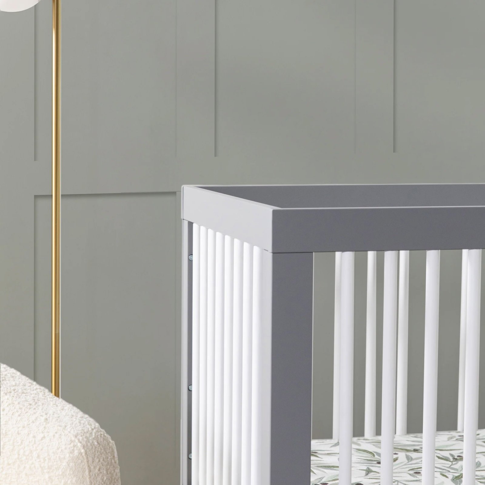 Hudson 3 In 1 Crib With Toddler Rail - Grey White