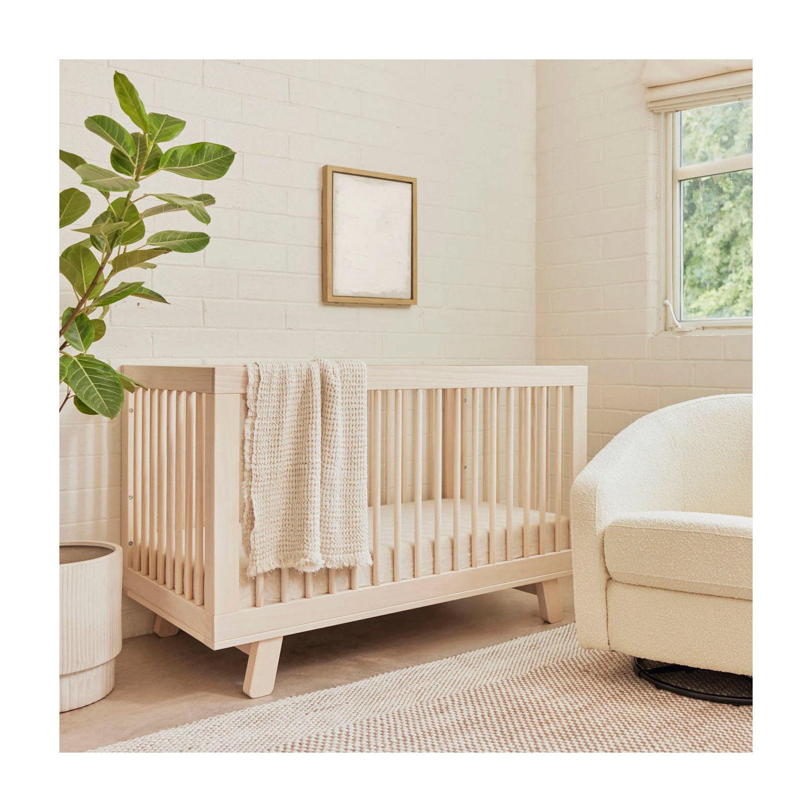 Hudson 3 In 1 Crib With Toddler Rail - Washed Natural