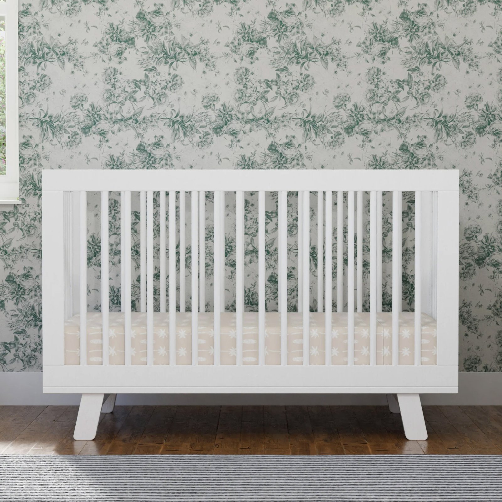 Hudson 3 In 1 Crib With Toddler Rail - White