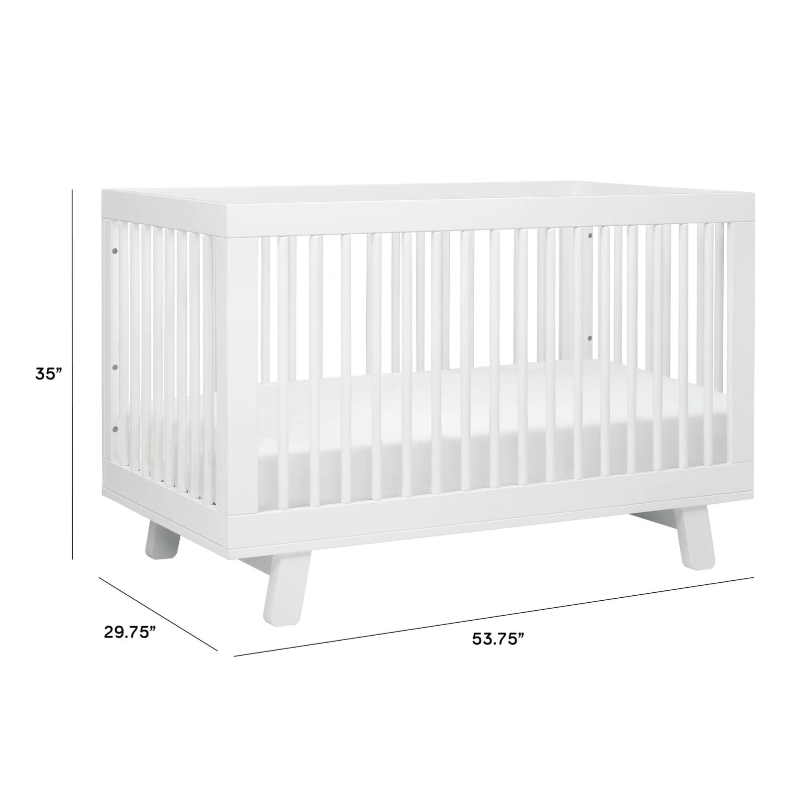 Hudson 3 In 1 Crib With Toddler Rail - White