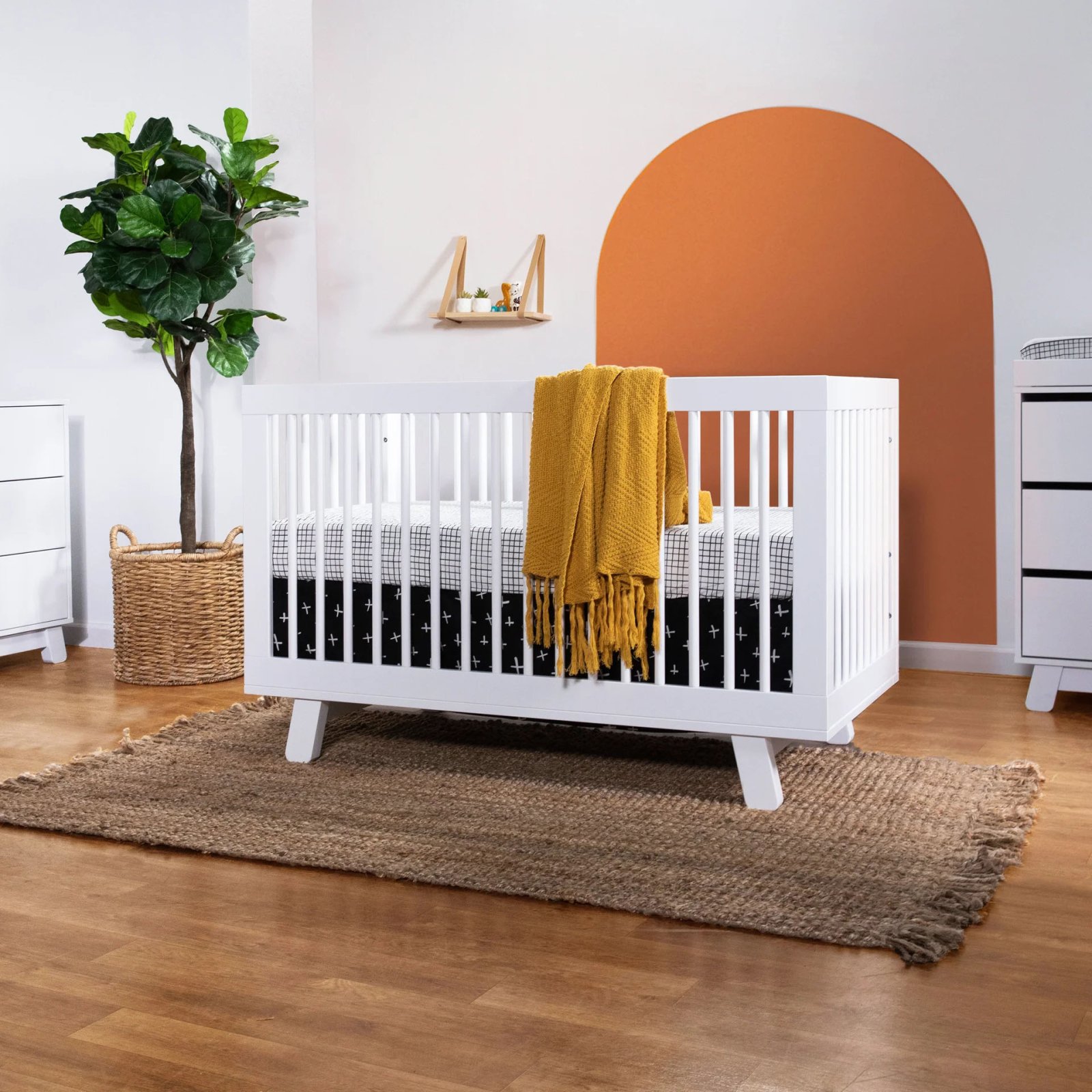 Hudson 3 In 1 Crib With Toddler Rail - White