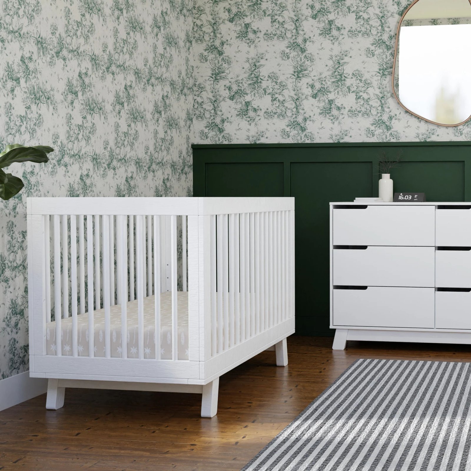 Hudson 3 In 1 Crib With Toddler Rail - White