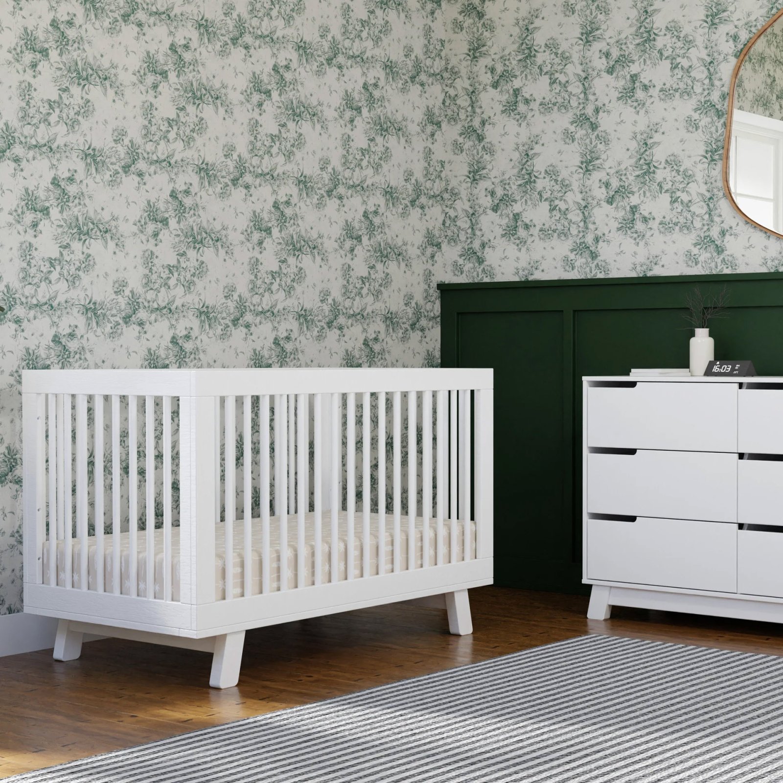 Hudson 3 In 1 Crib With Toddler Rail - White