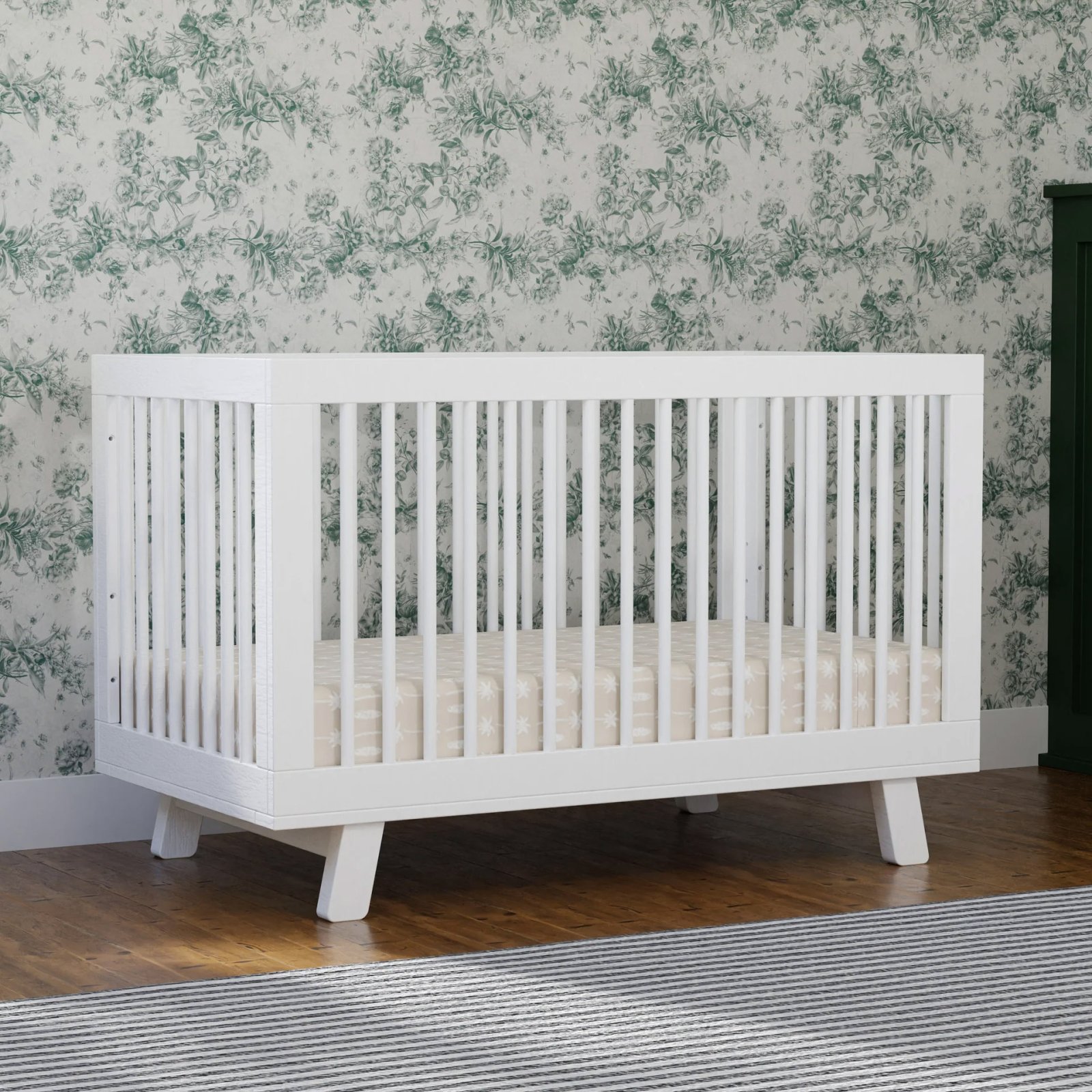 Hudson 3 In 1 Crib With Toddler Rail - White
