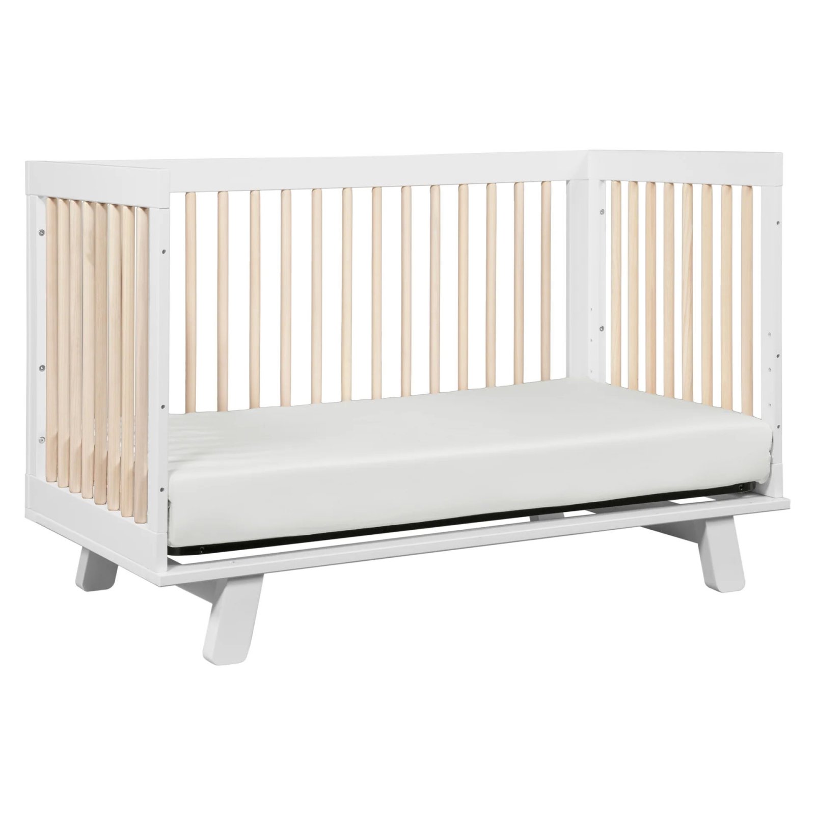 Hudson 3 In 1 Crib With Toddler Rail - White / Washed Natural