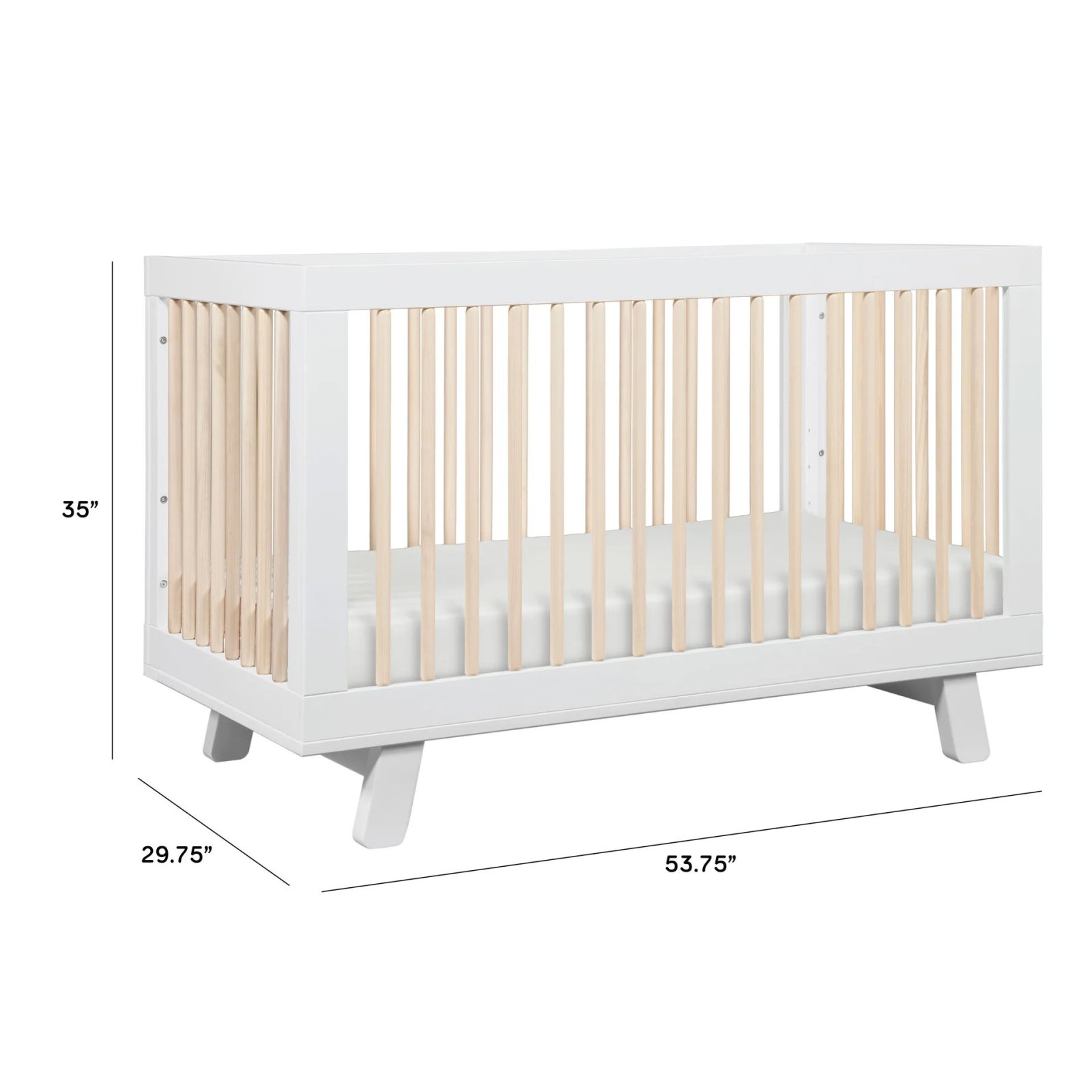 Hudson 3 In 1 Crib With Toddler Rail - White / Washed Natural