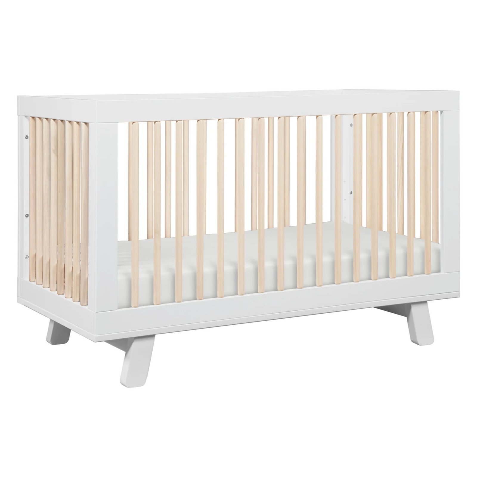Hudson 3 In 1 Crib With Toddler Rail - White / Washed Natural