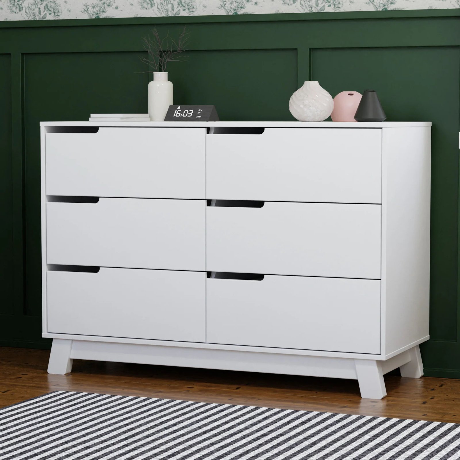 Hudson 6 Drawer Double Dresser - White