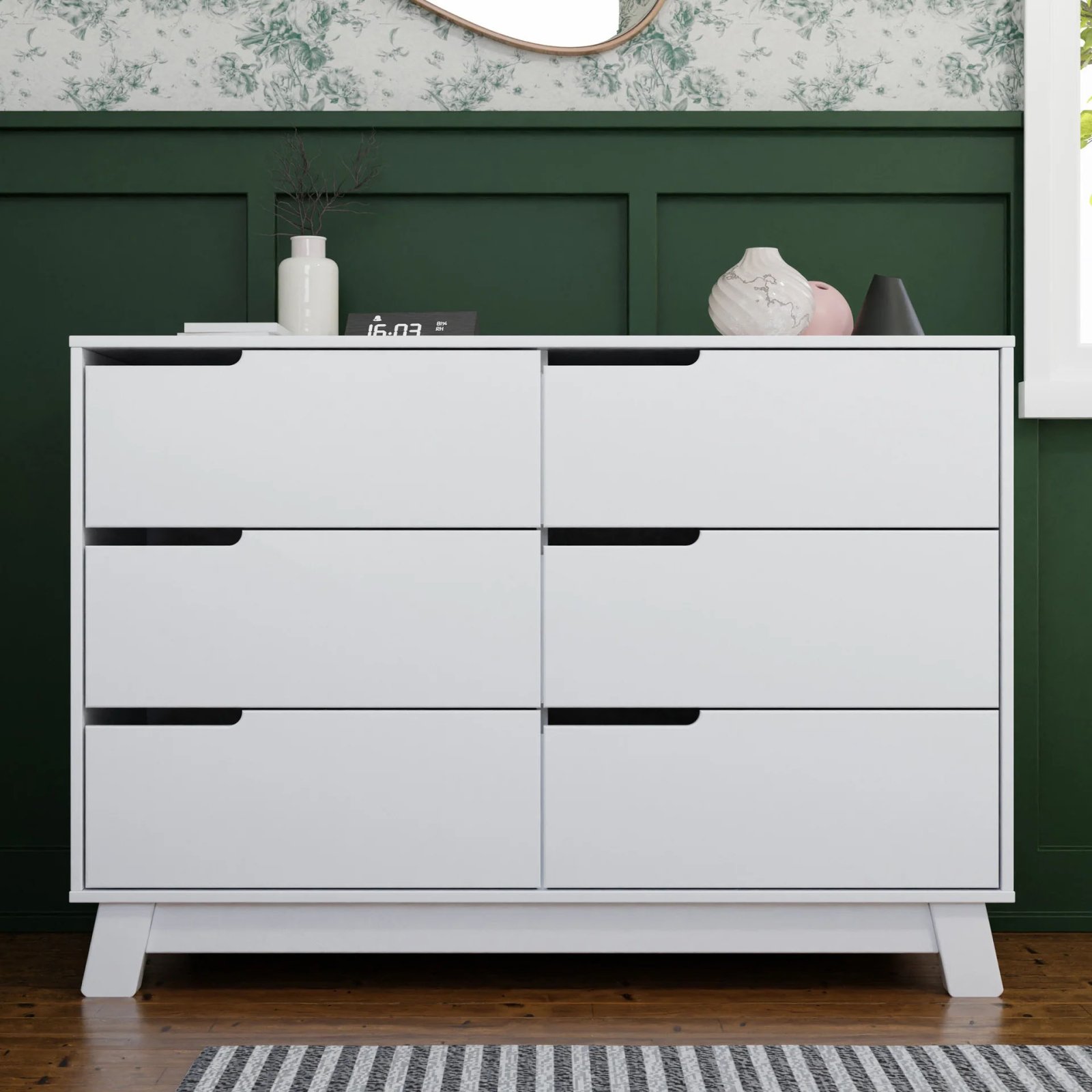 Hudson 6 Drawer Double Dresser - White