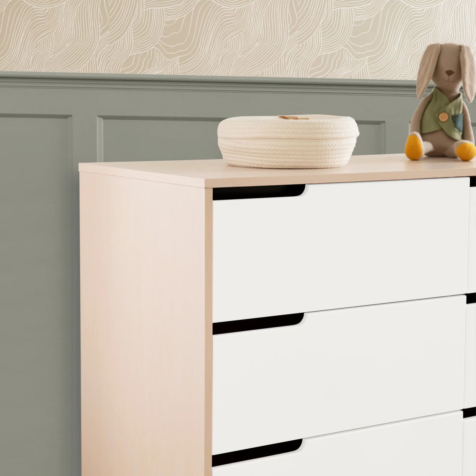 Hudson 6 Drawer Double Dresser - White Washed Natural