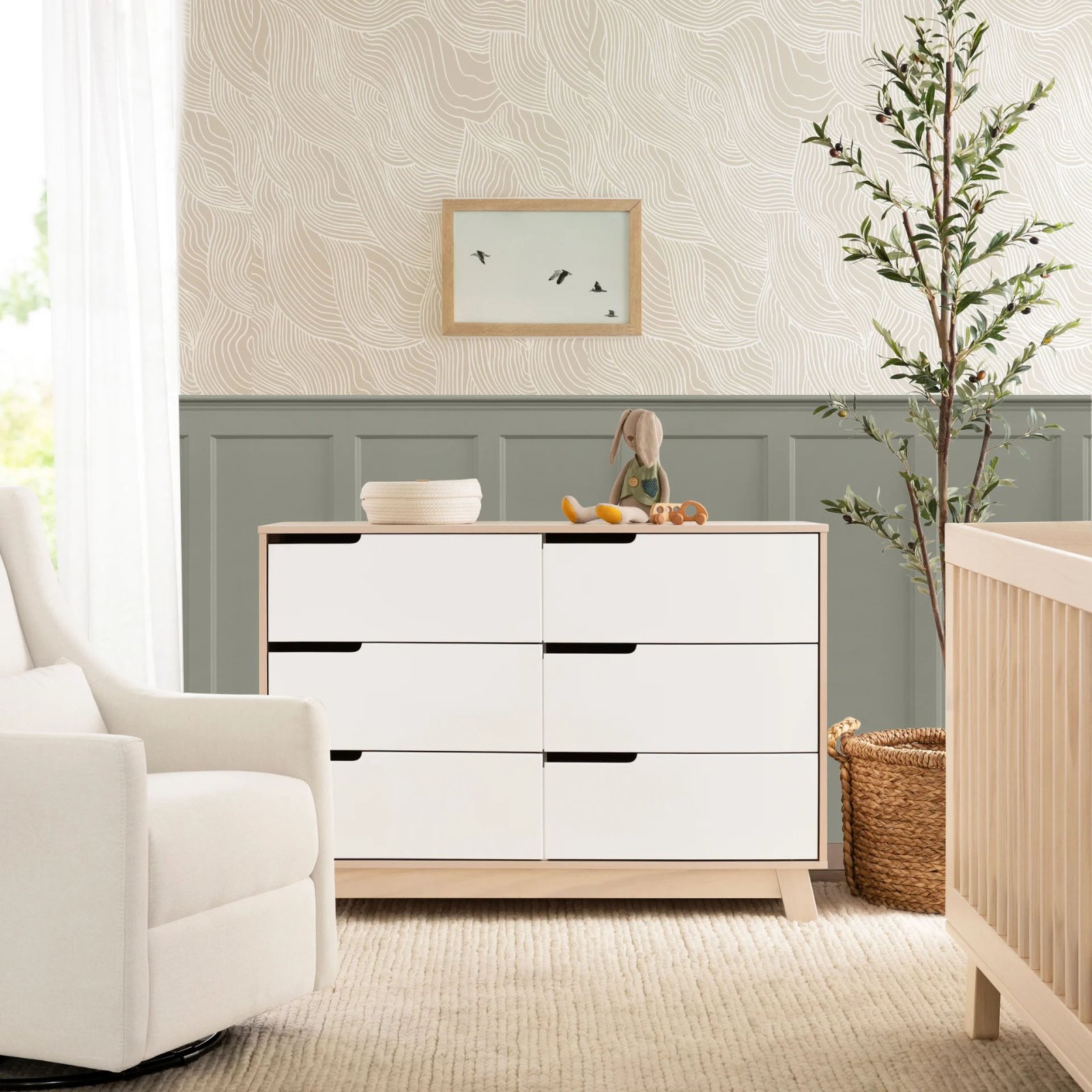 Hudson 6 Drawer Double Dresser - White Washed Natural
