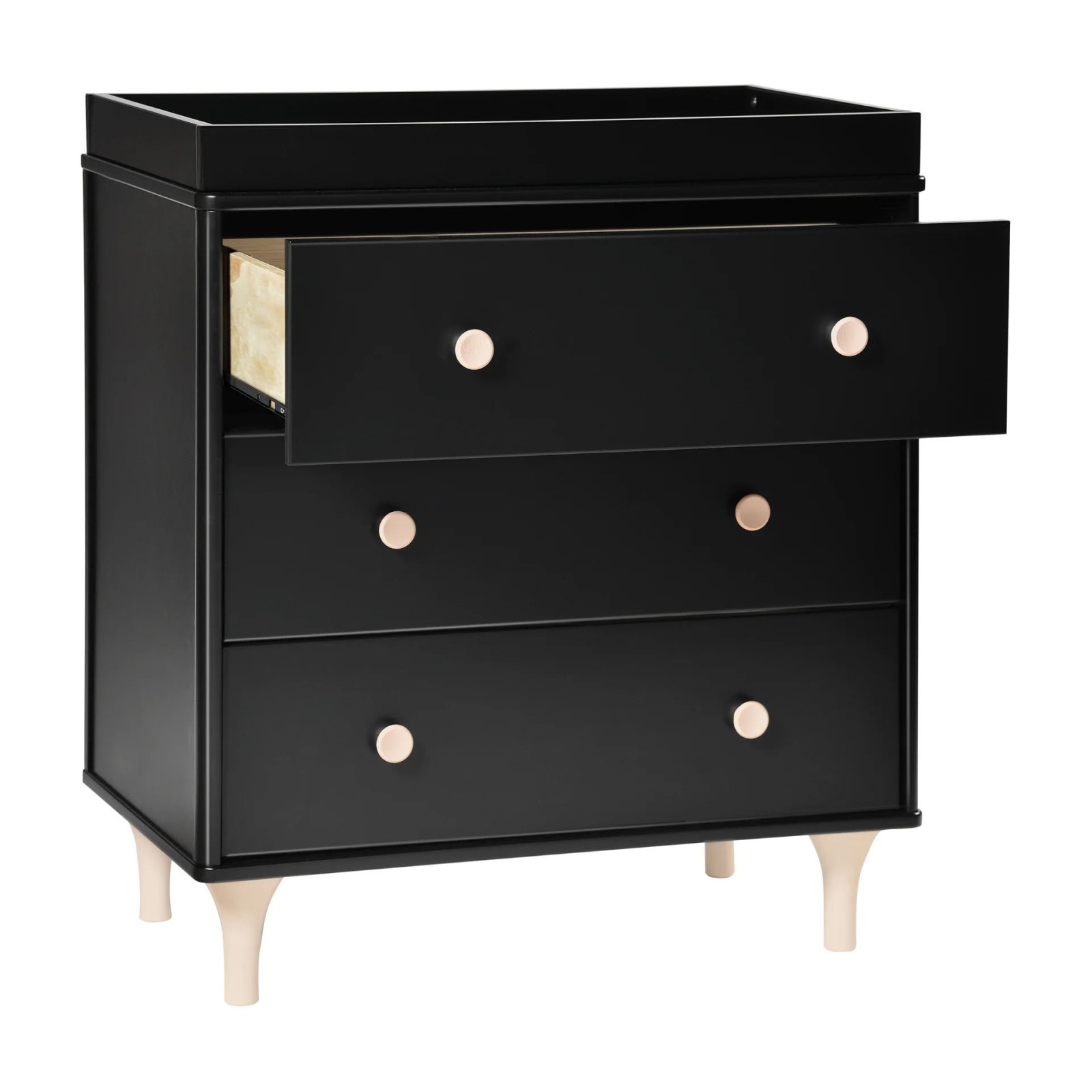 Lolly 3 Drawer Changer Dresser with Removable Changing Tray - Black / Washed Natural