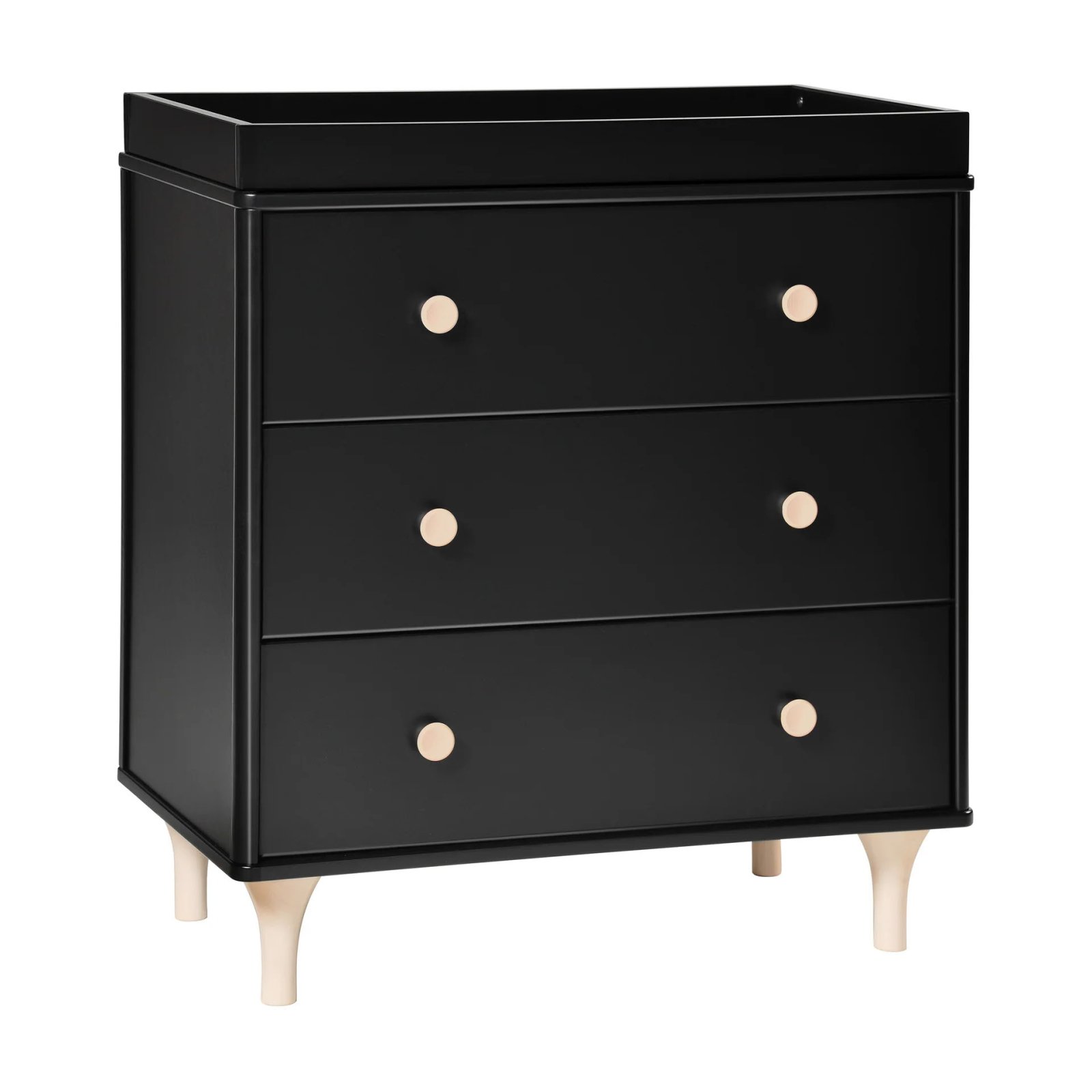Lolly 3 Drawer Changer Dresser with Removable Changing Tray - Black / Washed Natural