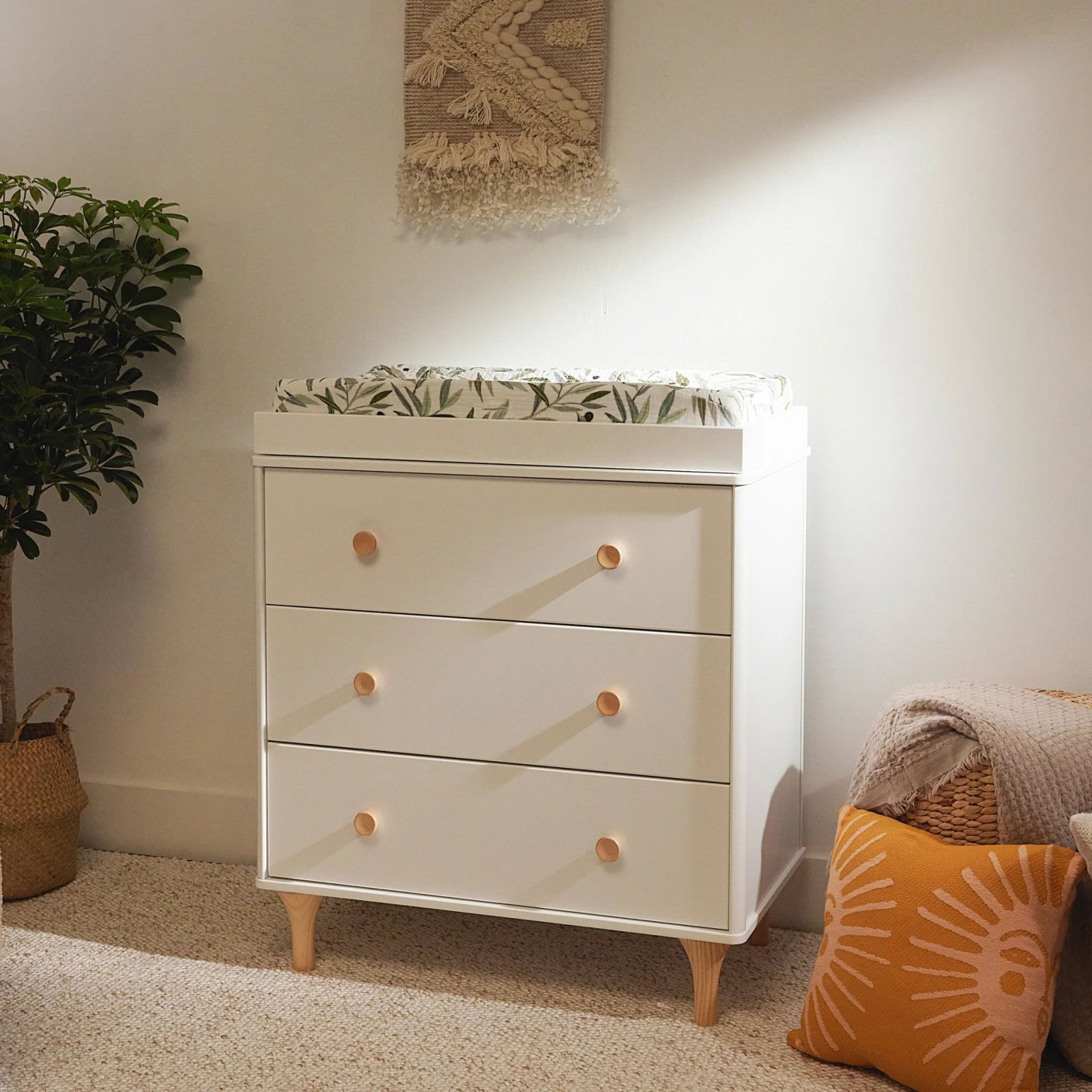 Lolly 3 Drawer Changer Dresser with Removable Changing Tray - White / Natural