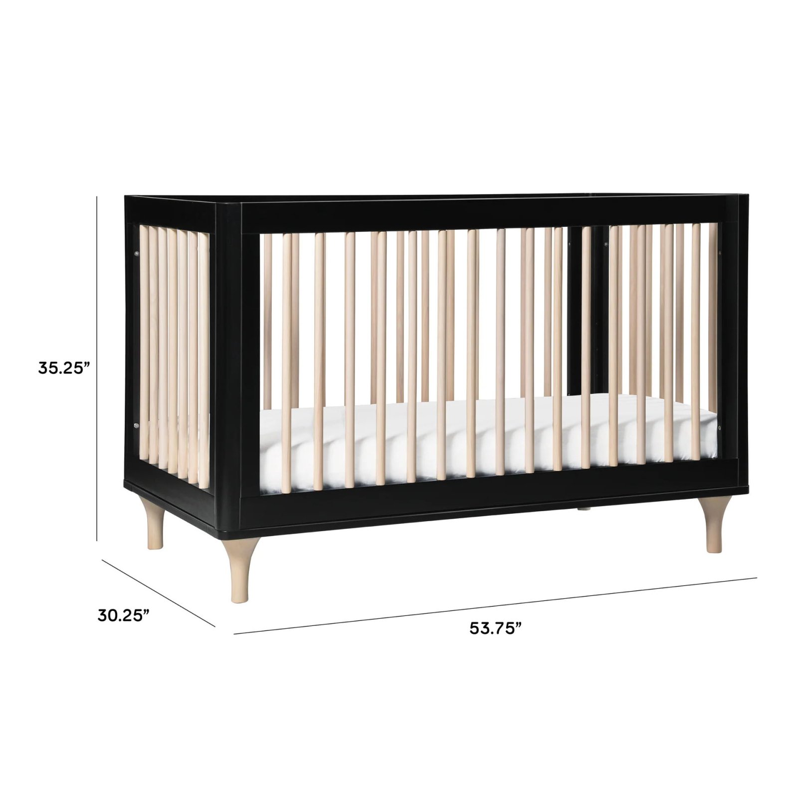 Lolly 3 In 1 Crib With Toddler Rail - Black / Washed Natural