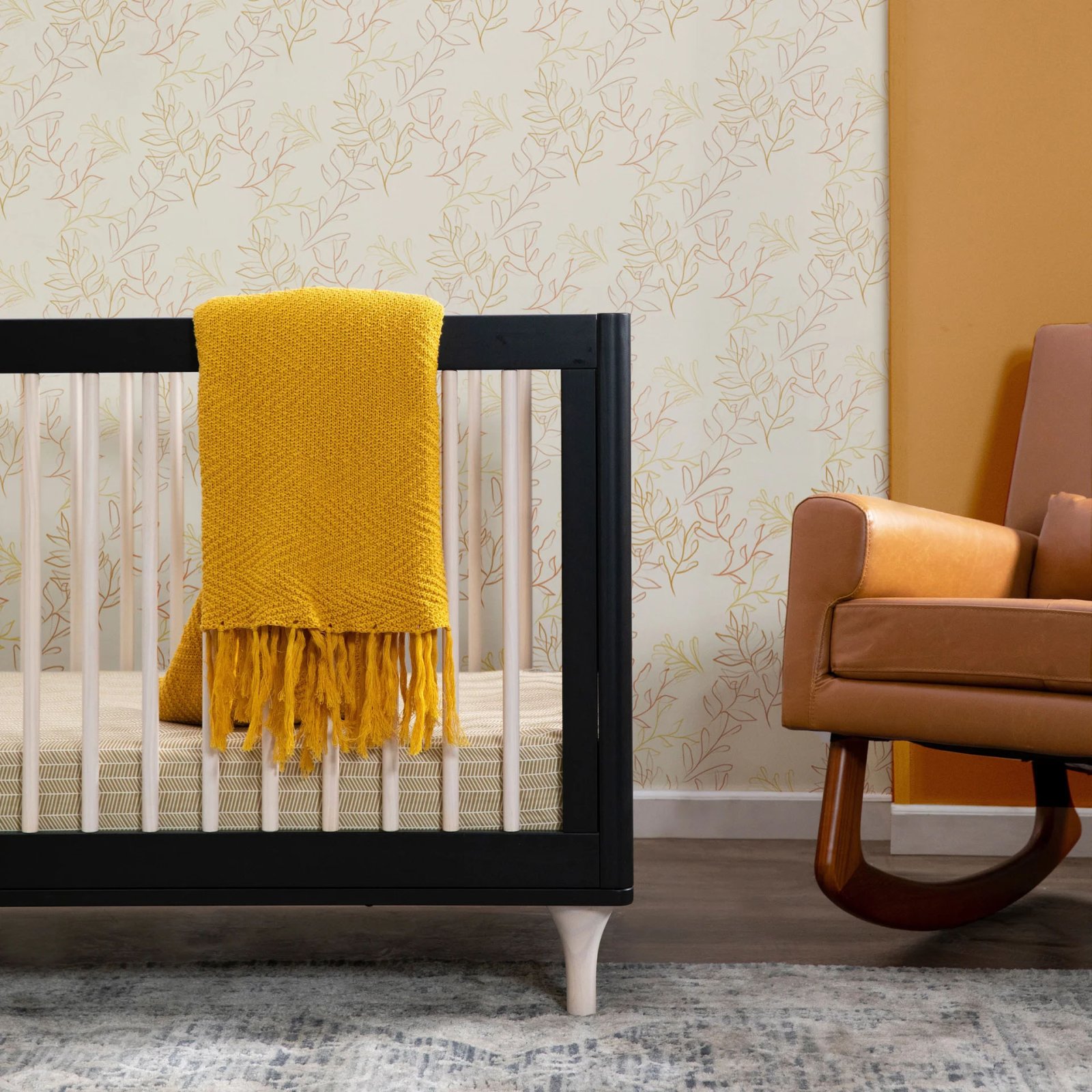 Lolly 3 In 1 Crib With Toddler Rail - Black / Washed Natural