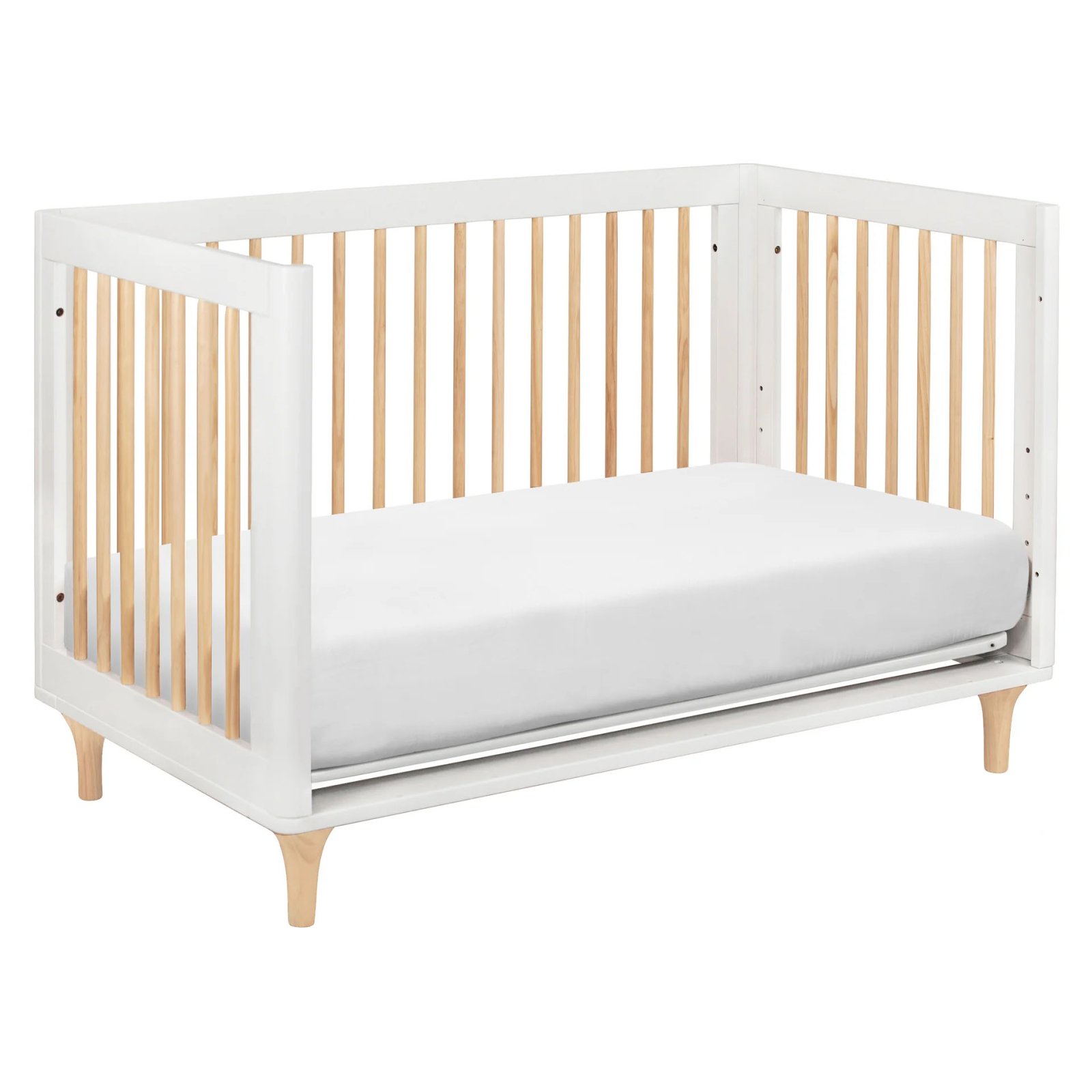 Lolly 3 In 1 Crib With Toddler Rail - White / Natural