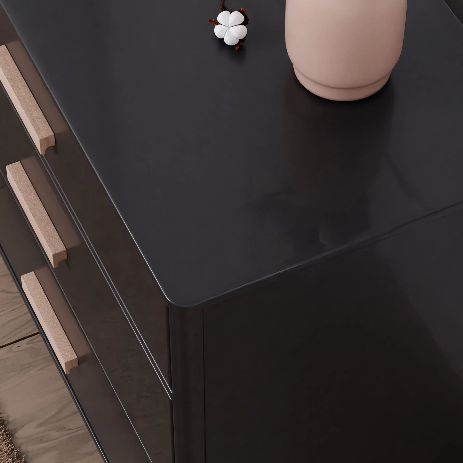 Lolly 6 Drawer Double Dresser - Black / Washed Natural