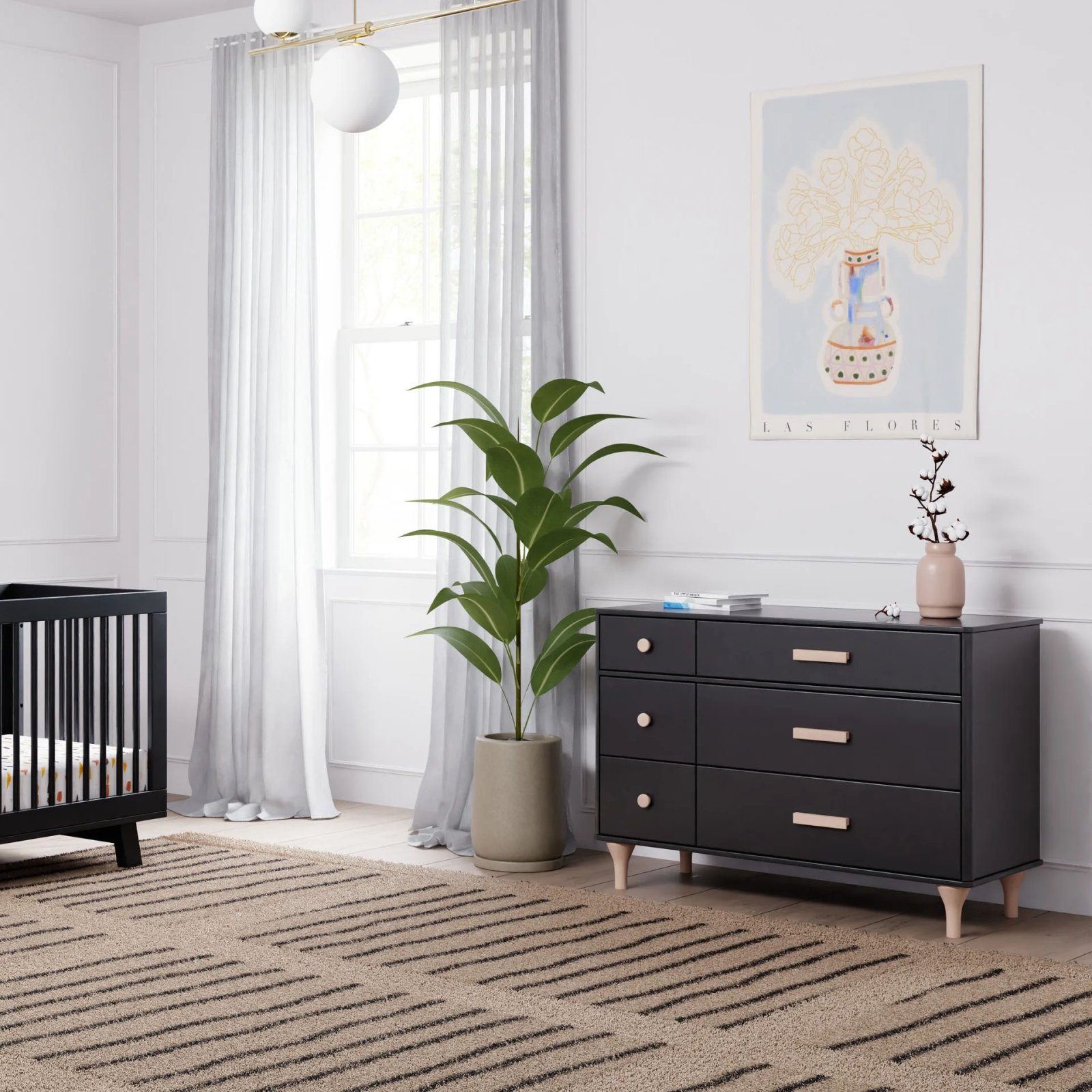 Lolly 6 Drawer Double Dresser - Black / Washed Natural