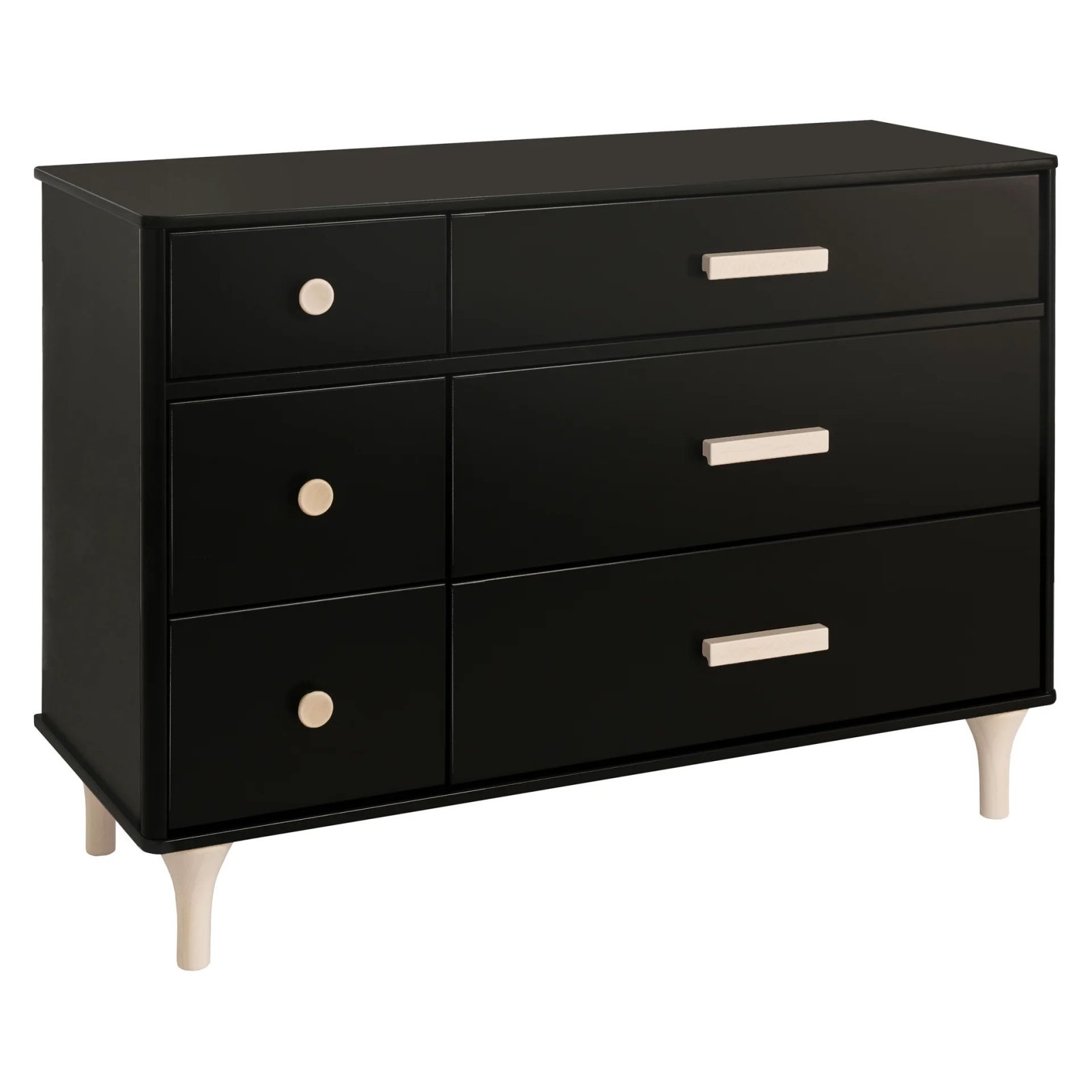 Lolly 6 Drawer Double Dresser - Black / Washed Natural