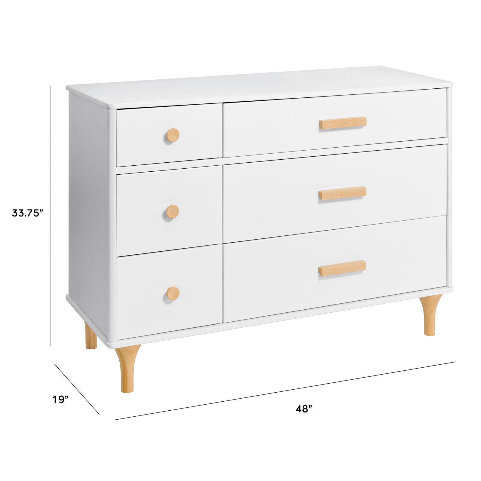 Lolly 6 Drawer Double Dresser - White / Natural