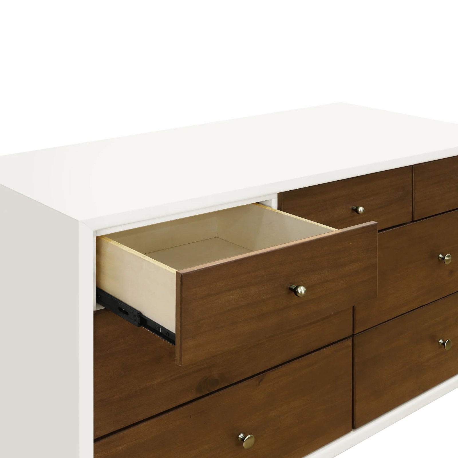 Palma 7 Drawer Double Dresser - Warm White / Natural Walnut