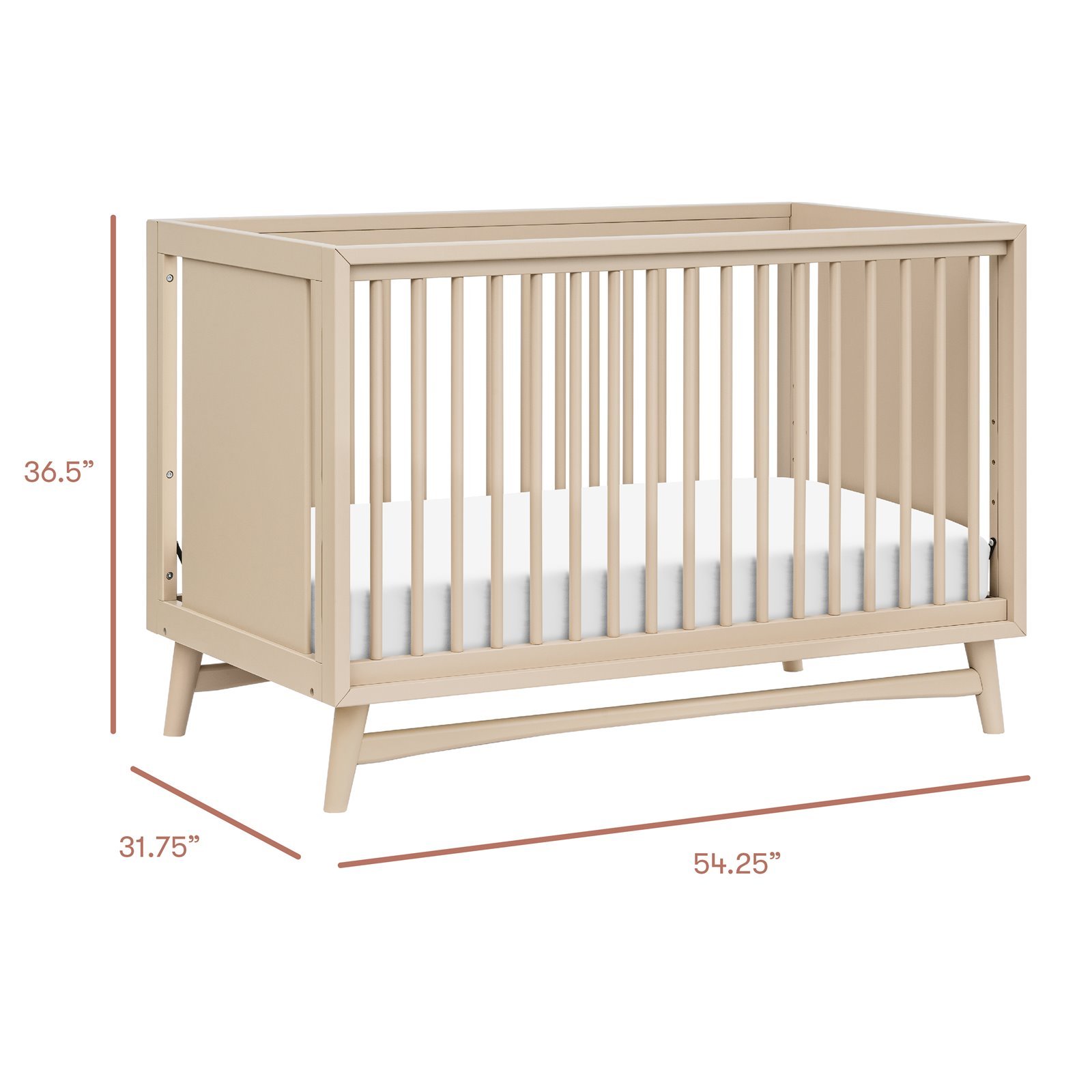 Peggy 3 In 1 Crib With Toddler Rail - Taupe
