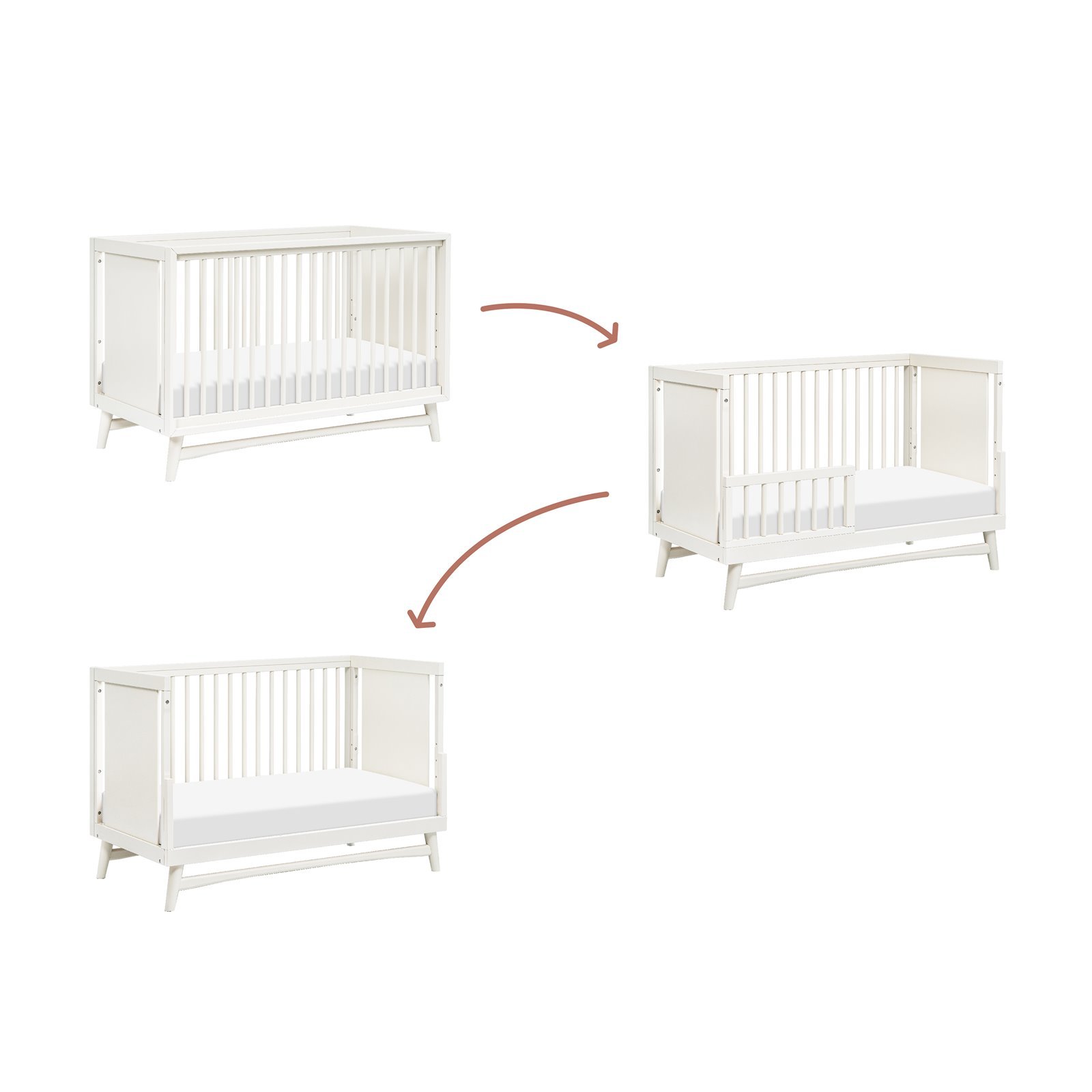 Peggy 3 In 1 Crib With Toddler Rail - Warm White