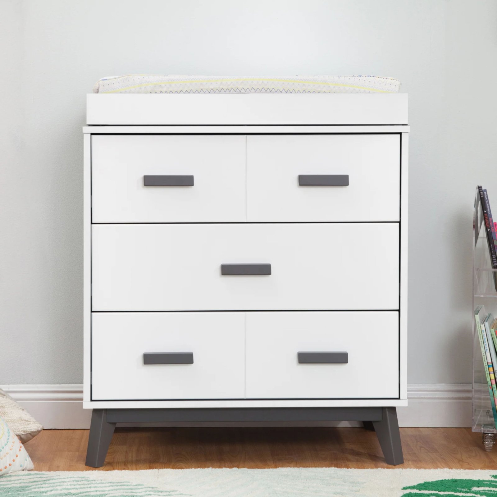 Scoot 3 Drawer Changer Dresser - Slate / White