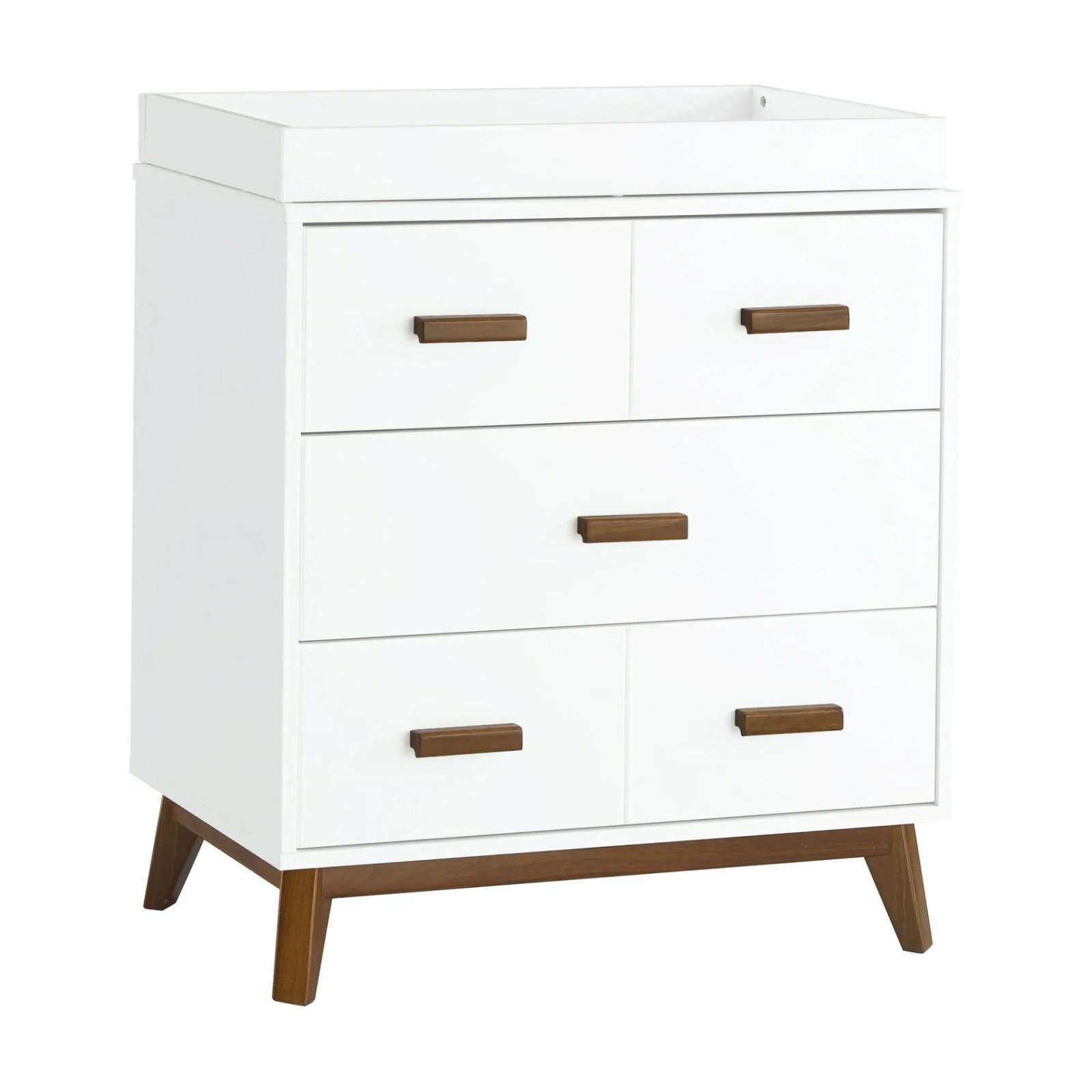 Scoot 3 Drawer Changer Dresser - White / Natural Walnut