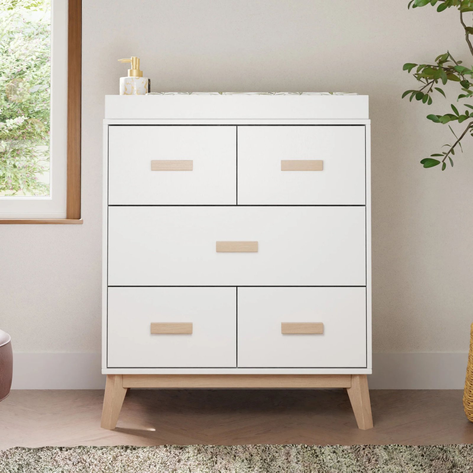 Scoot 3 Drawer Changer Dresser White - Washed Natural