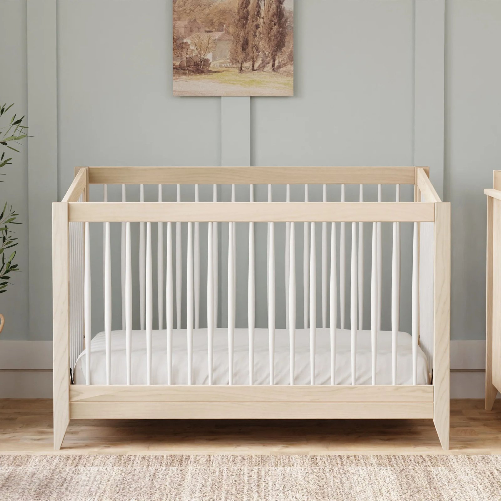 Sprout 4 In 1 Crib With Toddler Rail - Washed Natural / White