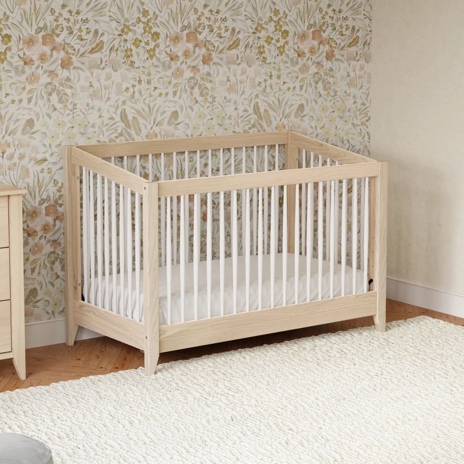 Sprout 4 In 1 Crib With Toddler Rail - Washed Natural / White