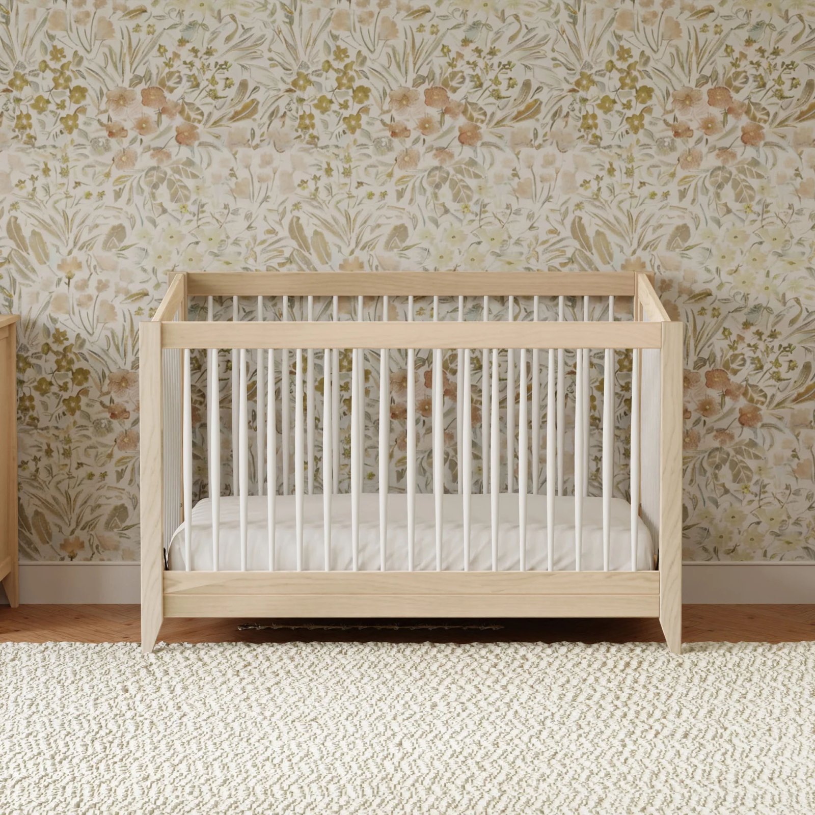 Sprout 4 In 1 Crib With Toddler Rail - Washed Natural / White