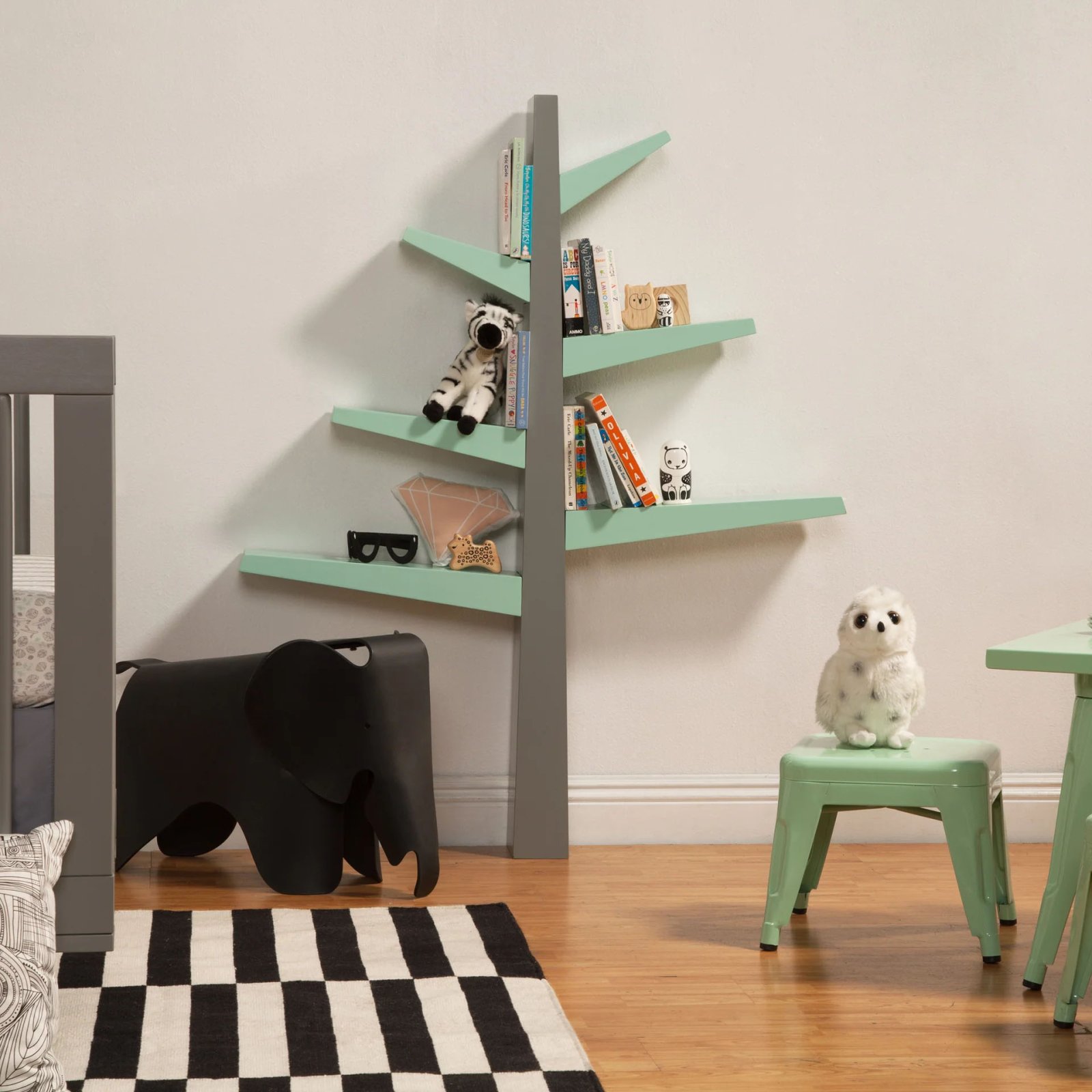 Spruce Tree Bookcase Grey Cool Mint