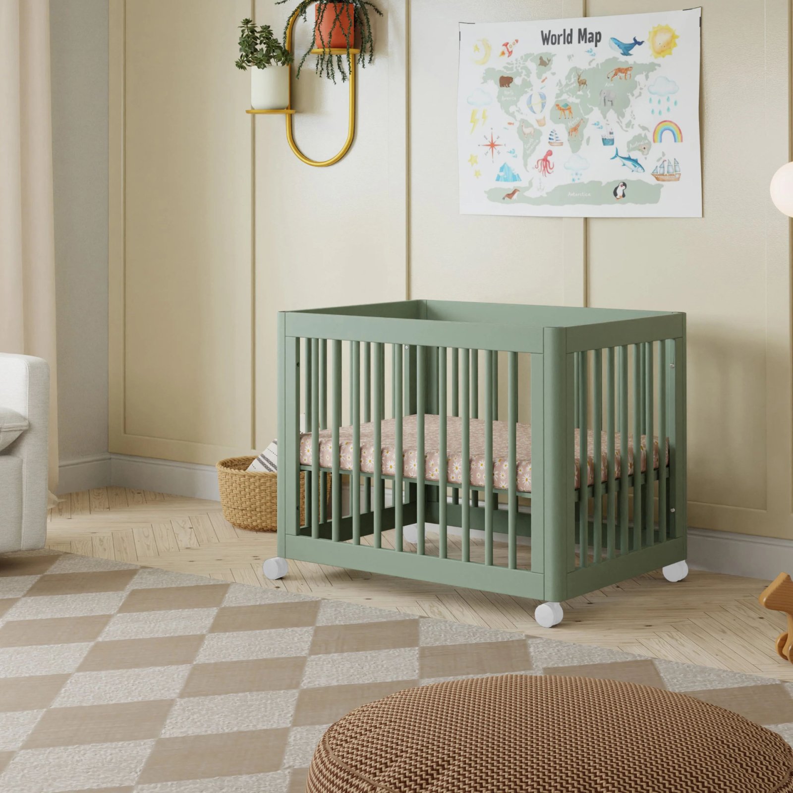 Yuzu 8 in 1 Convertible Crib with All Stages Conversion Kit - Light Sage