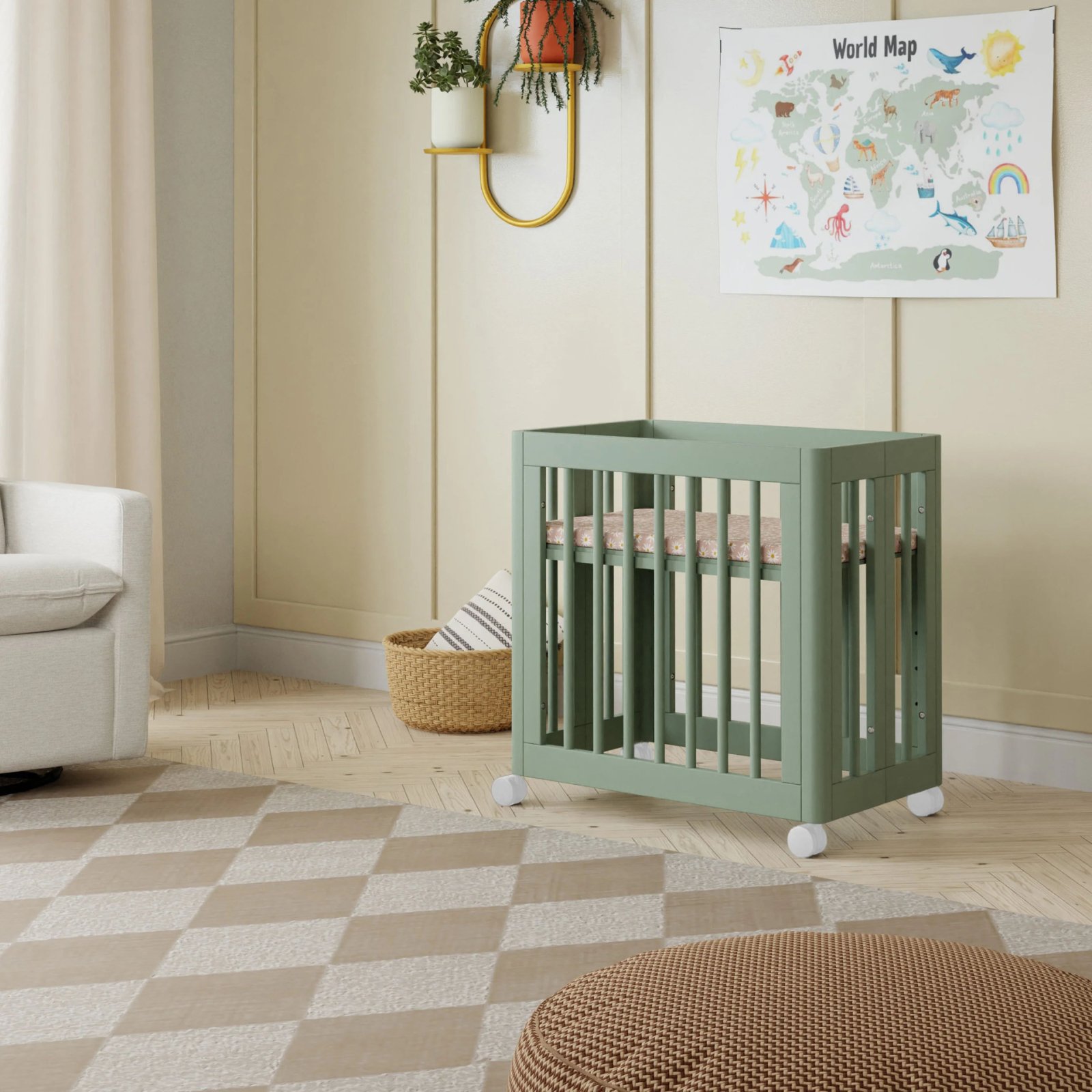 Yuzu 8 in 1 Convertible Crib with All Stages Conversion Kit - Light Sage